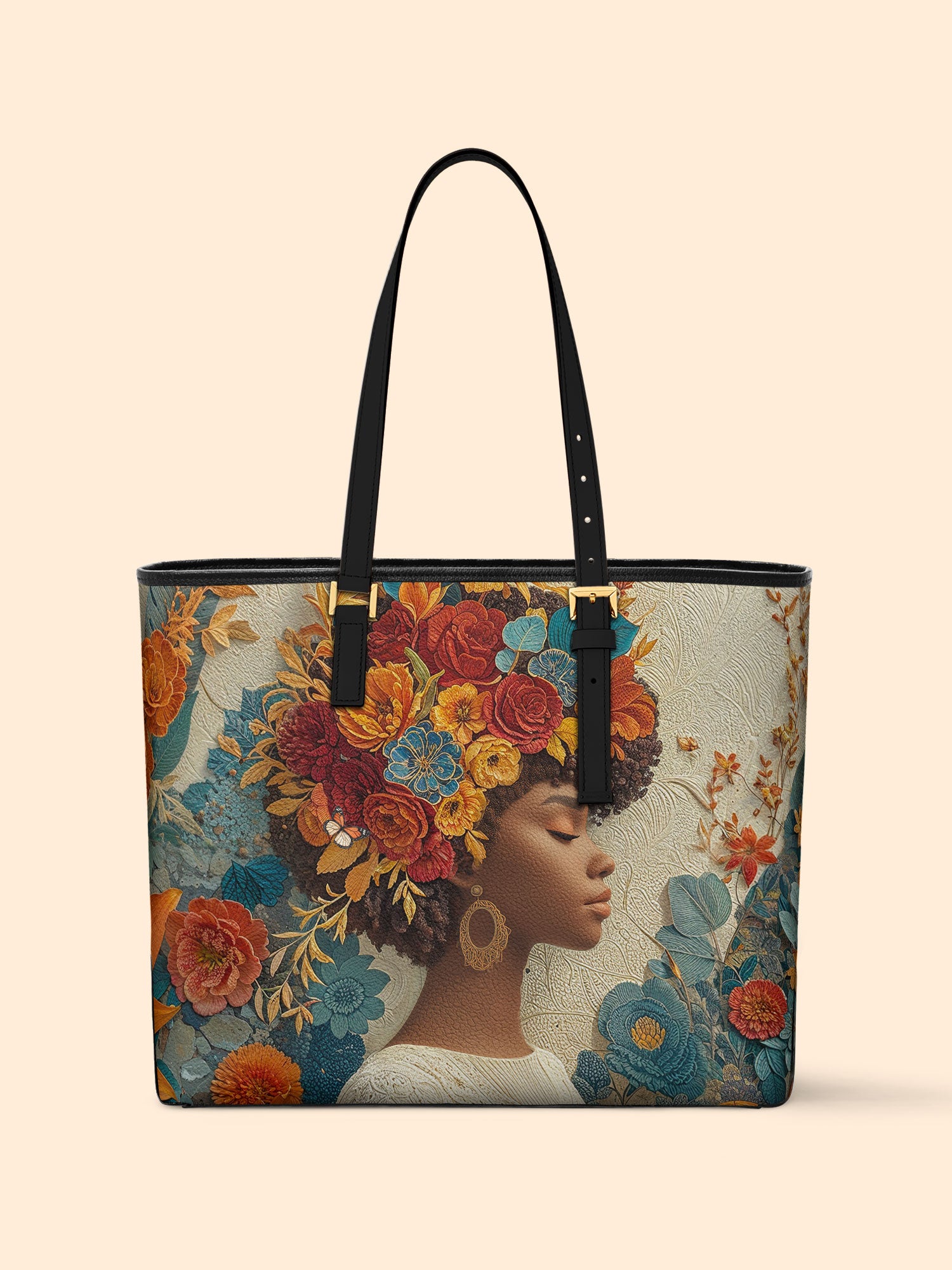 Golden Bloom Sleek Leather Tote QR0HH083