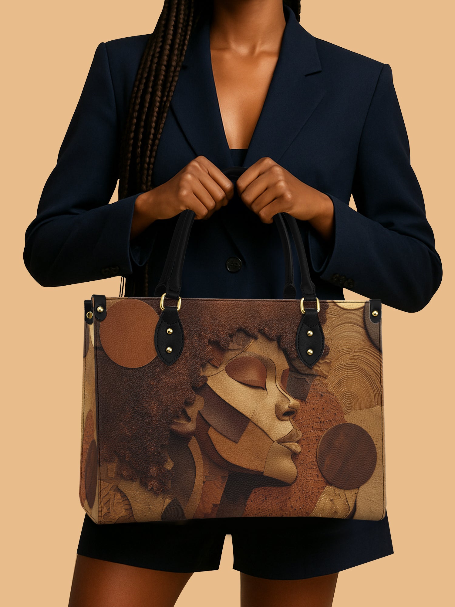 Golden Melanin Premium Leather Handbag QR0TD292