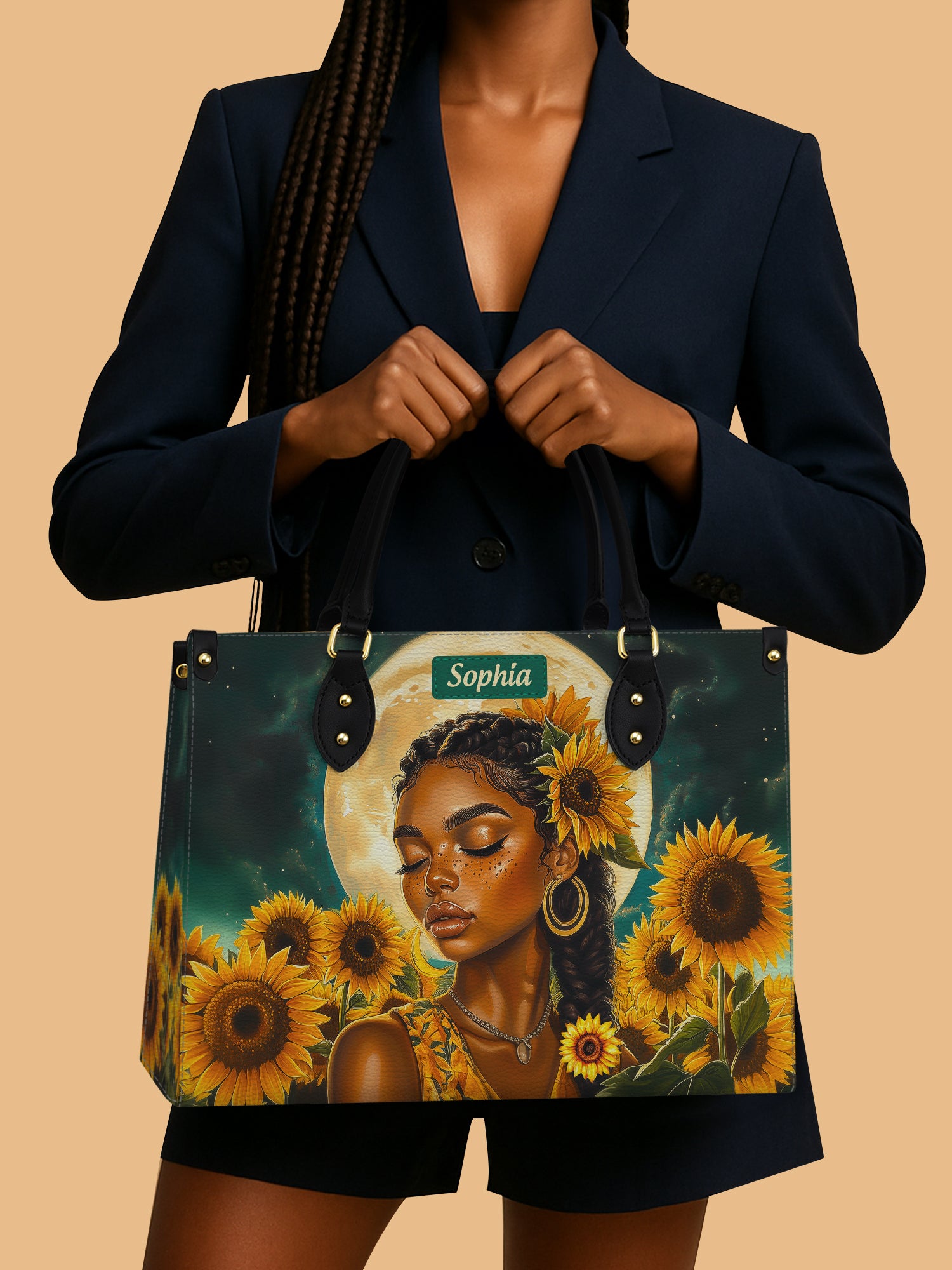 Sunflower Moonlight Premium Leather Handbag