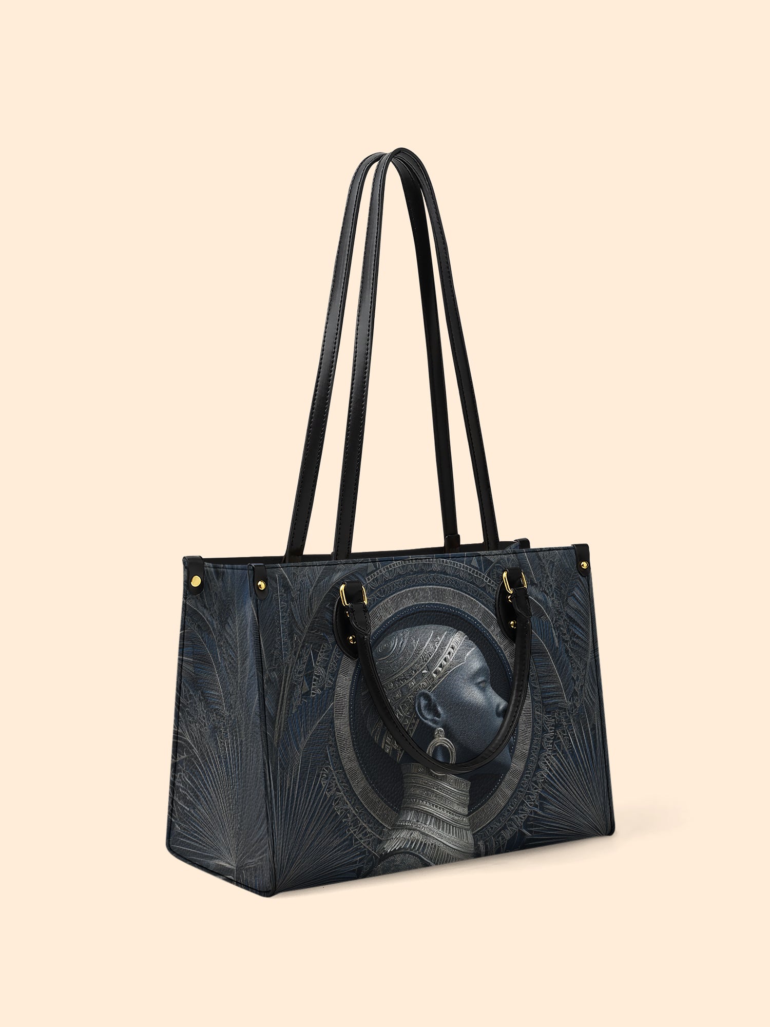 Midnight Sovereign Portrait Premium Leather Handbag QR0HH121