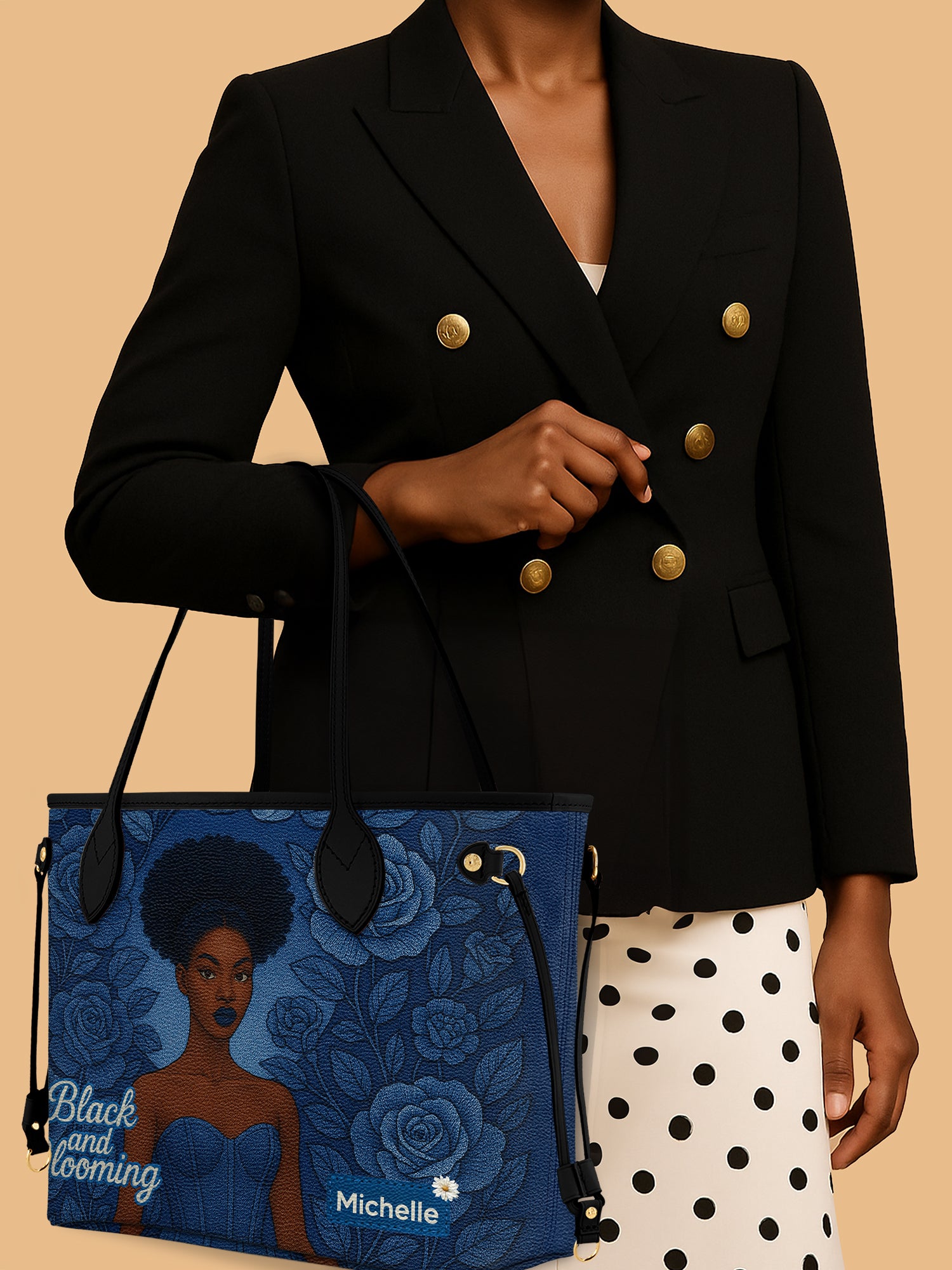 Black And Blooming Classic Shopper Tote