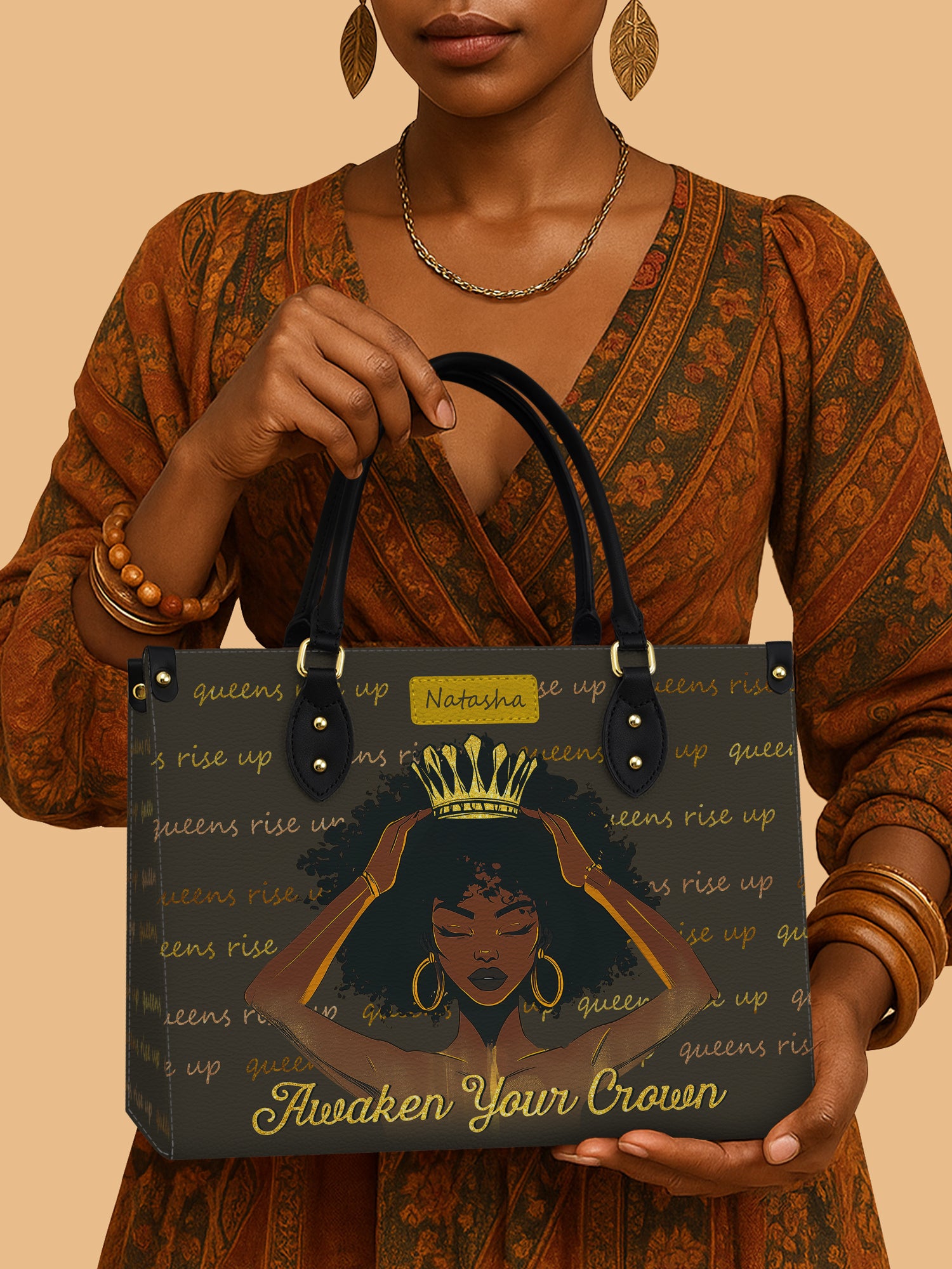 Crown of Resilience Premium Leather Handbag