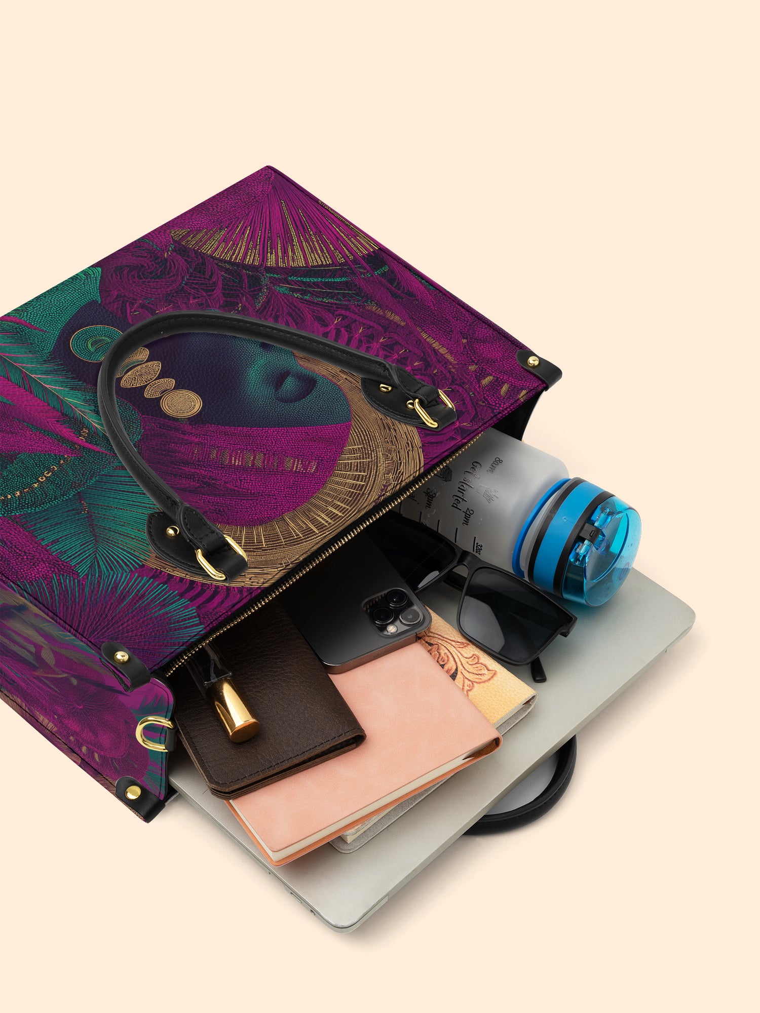 Golden Halo Portrait Premium Leather Handbag QR0HH120