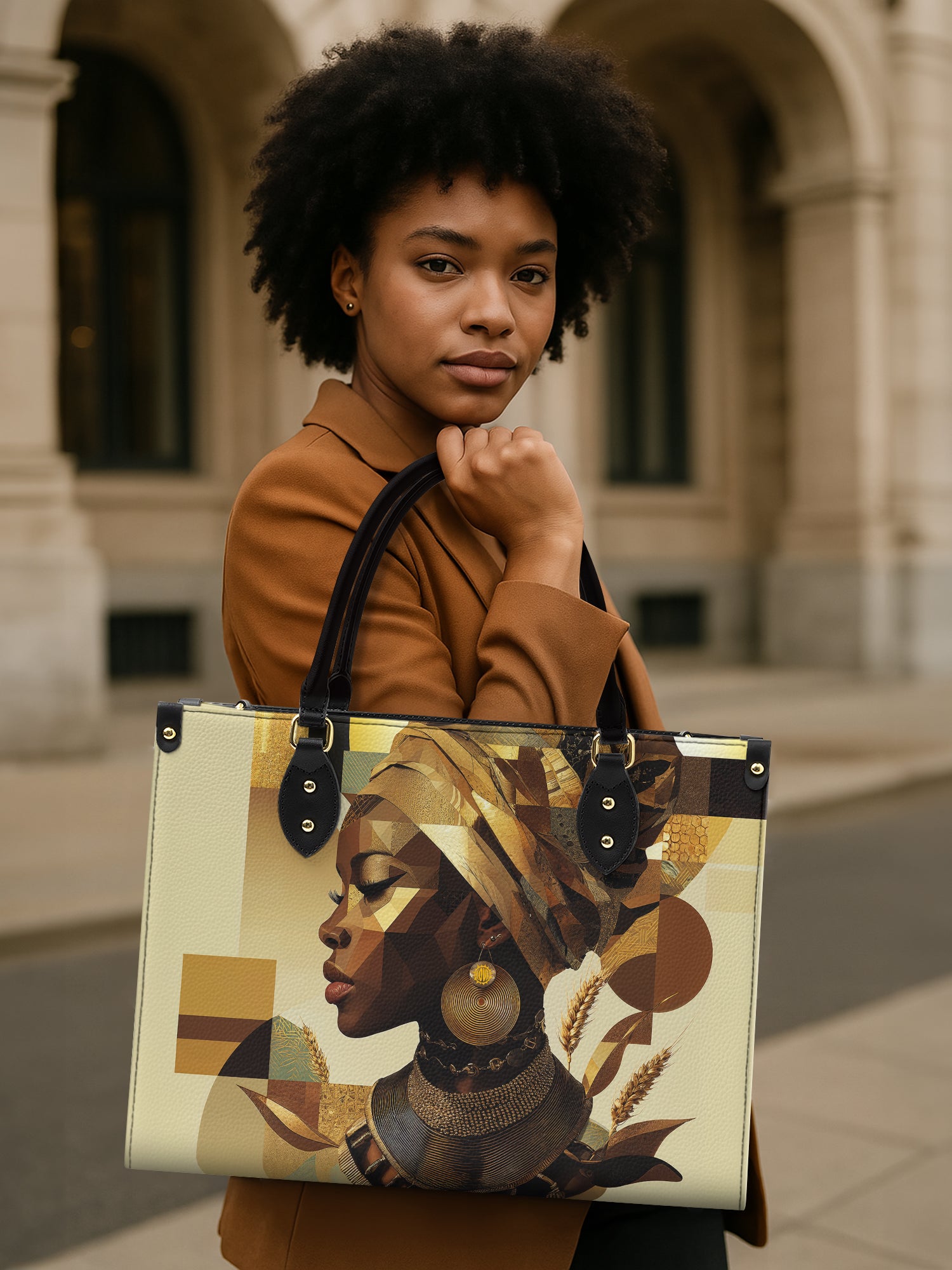 Golden Facets Premium Leather Handbag QR0TV045