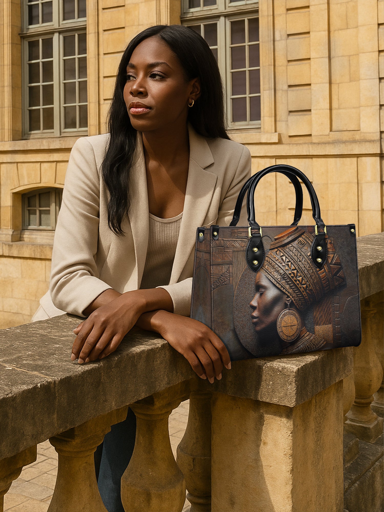 Bronze Serenity Premium Leather Handbag QR0TV078