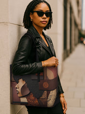 Essence of Melanin Sleek Leather Tote QR0TD023