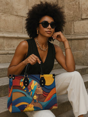 Woman in Headwrap Premium Leather Handbag QR0HH021