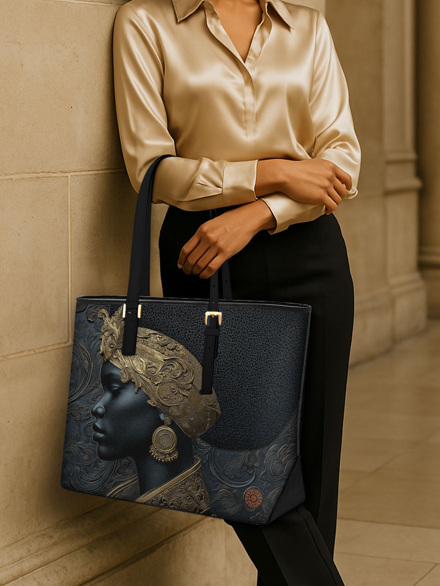 Ebony Sovereign Sleek Leather Tote QR0XD049