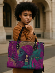 Golden Halo Portrait Premium Leather Handbag QR0HH120