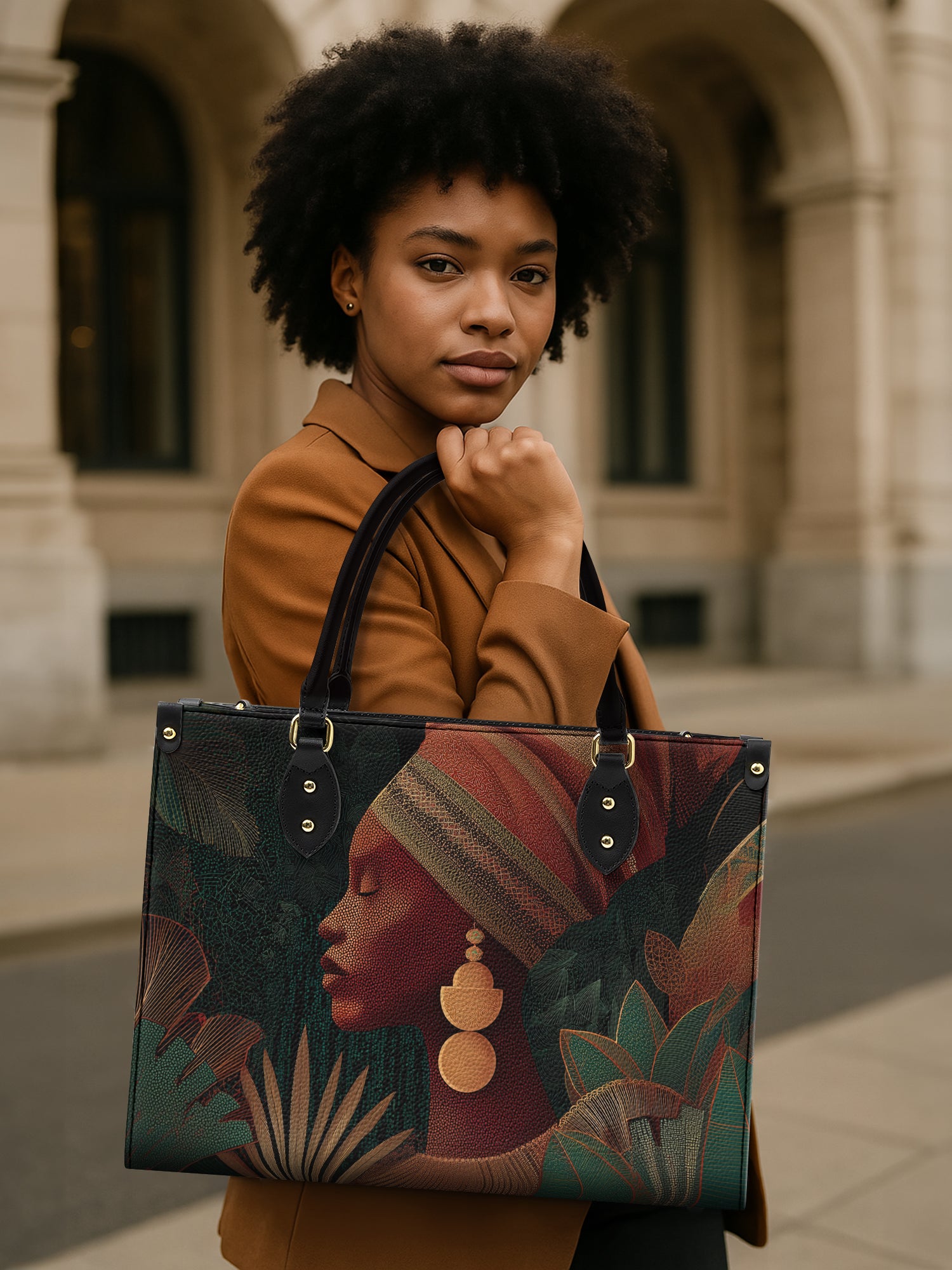 Adorned Silhouette Premium Leather Handbag QR0HH117