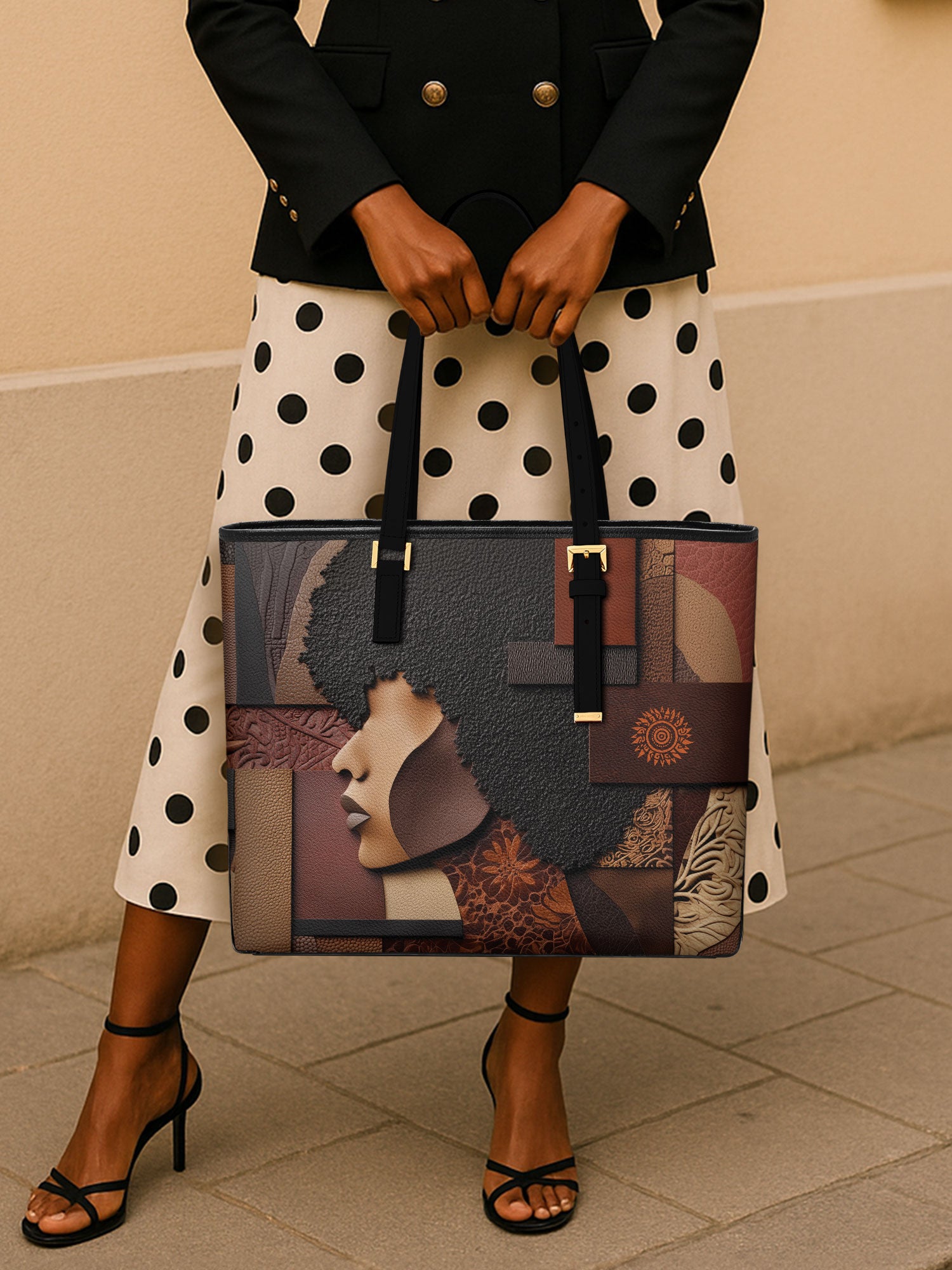 Essence of Melanin Sleek Leather Tote QR0TD023