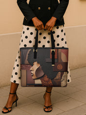 Essence of Melanin Sleek Leather Tote QR0TD023