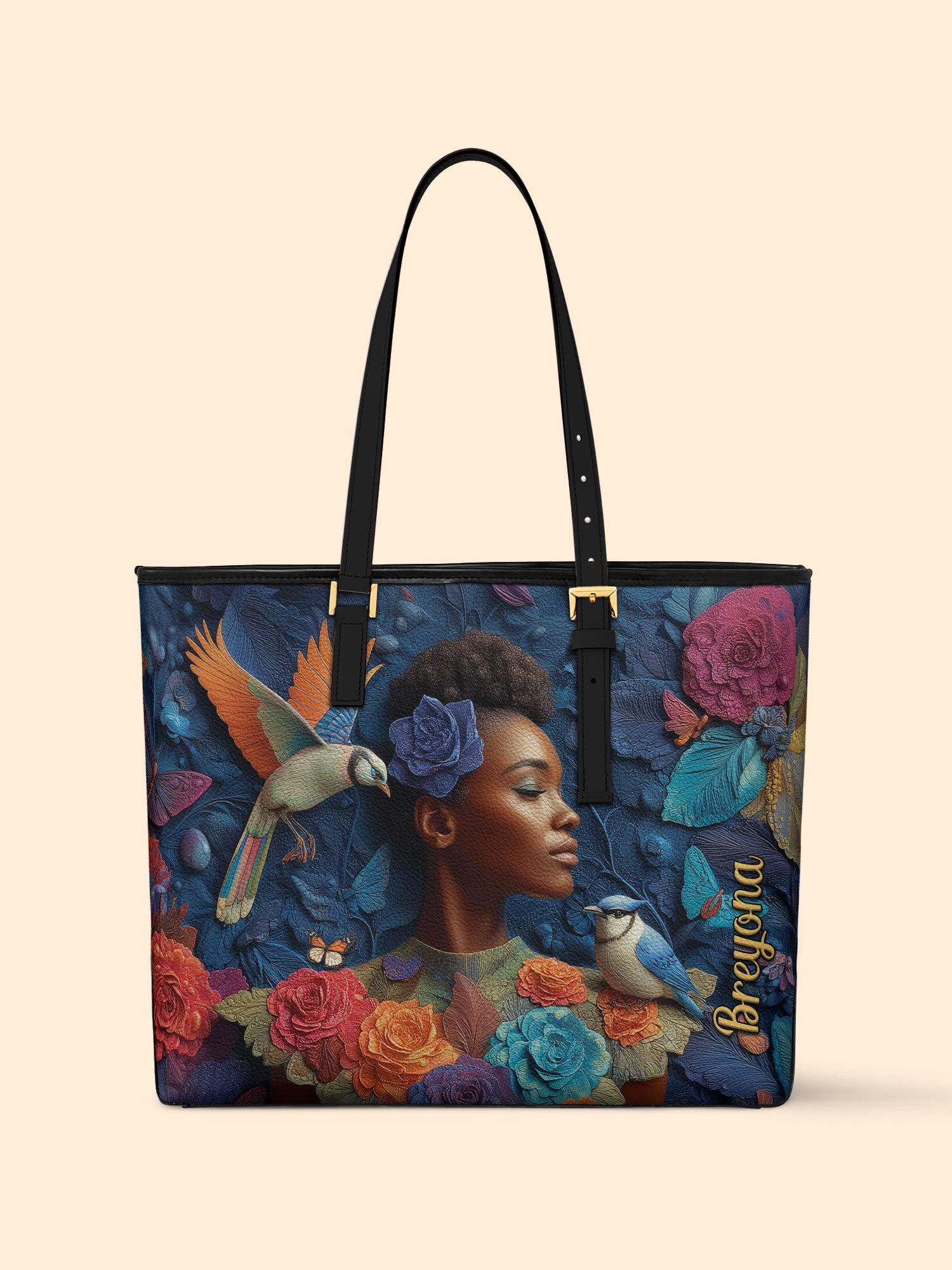 Blue Garden Sleek Leather Tote