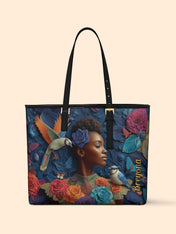 Blue Garden Sleek Leather Tote