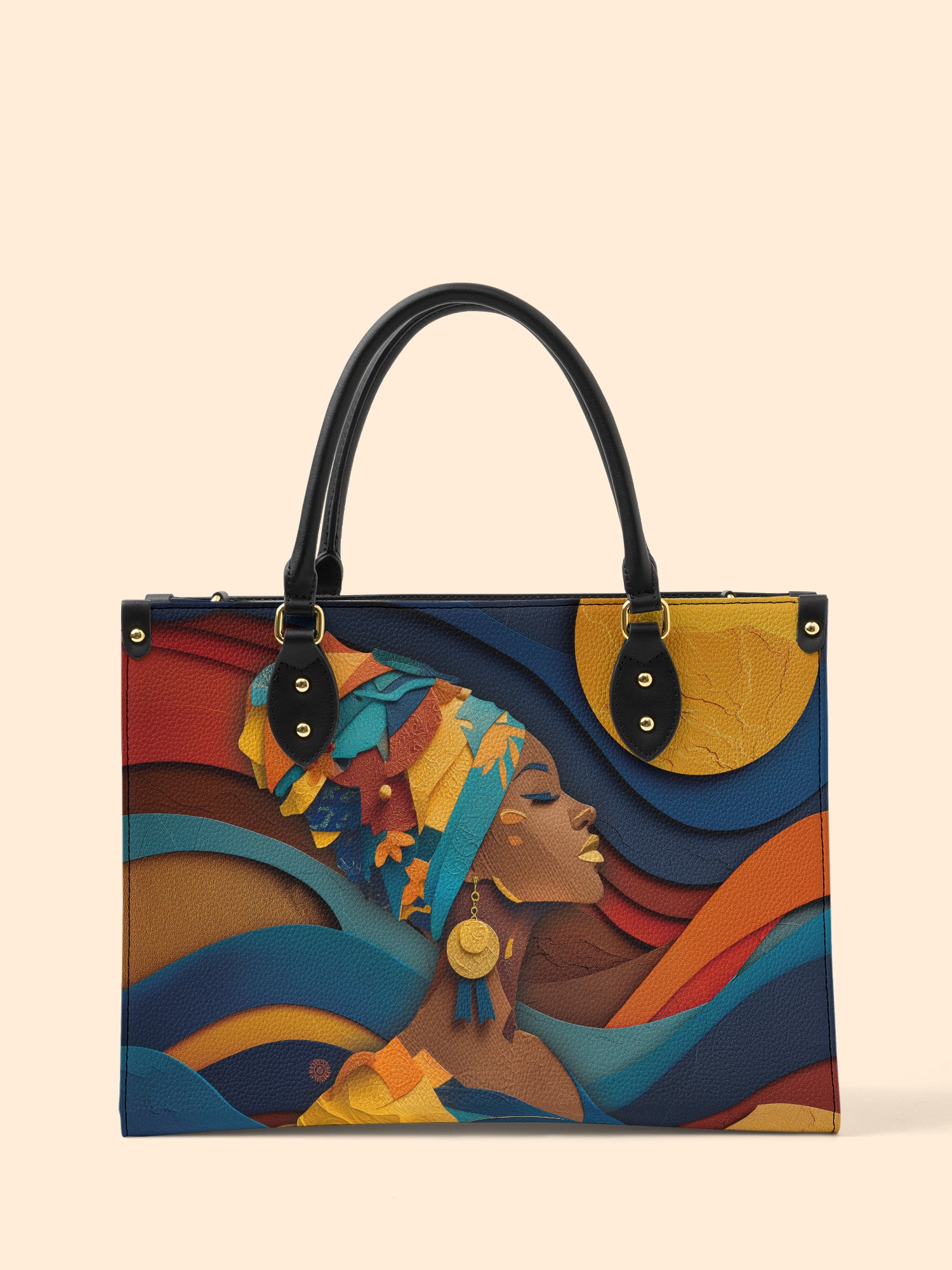 Woman in Headwrap Premium Leather Handbag QR0HH021