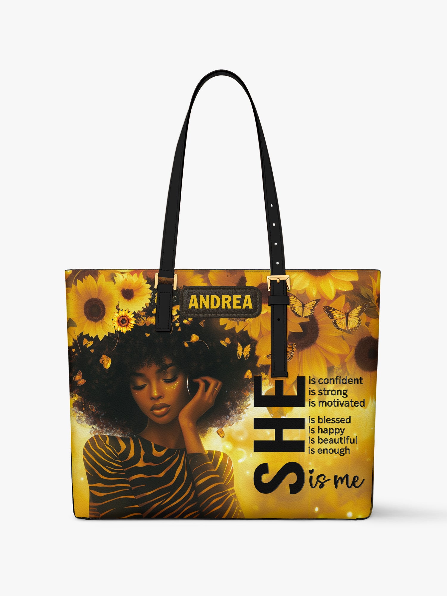 She Is Me Sleek Leather Tote