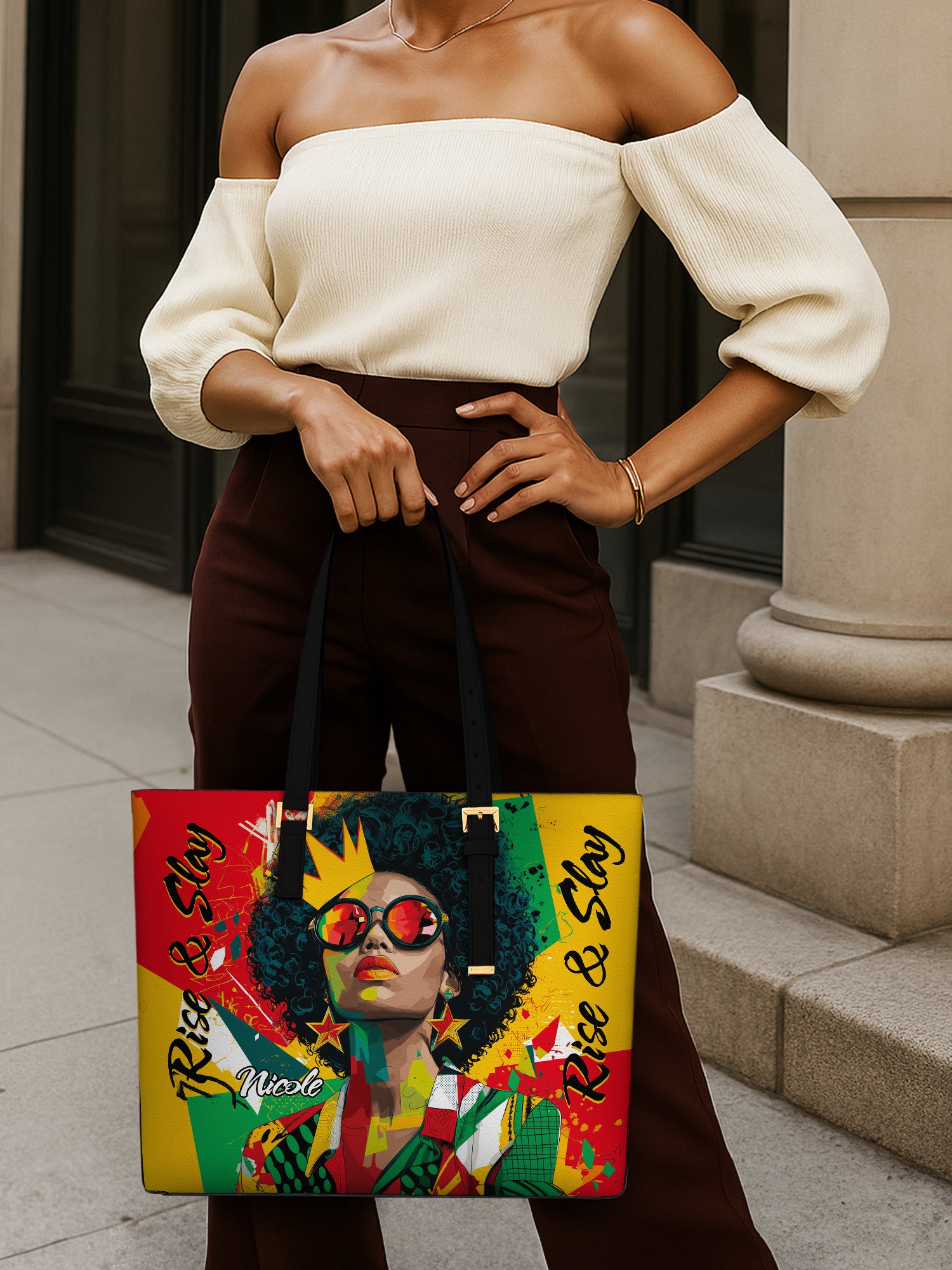 Rise And Slay Sleek Leather Tote