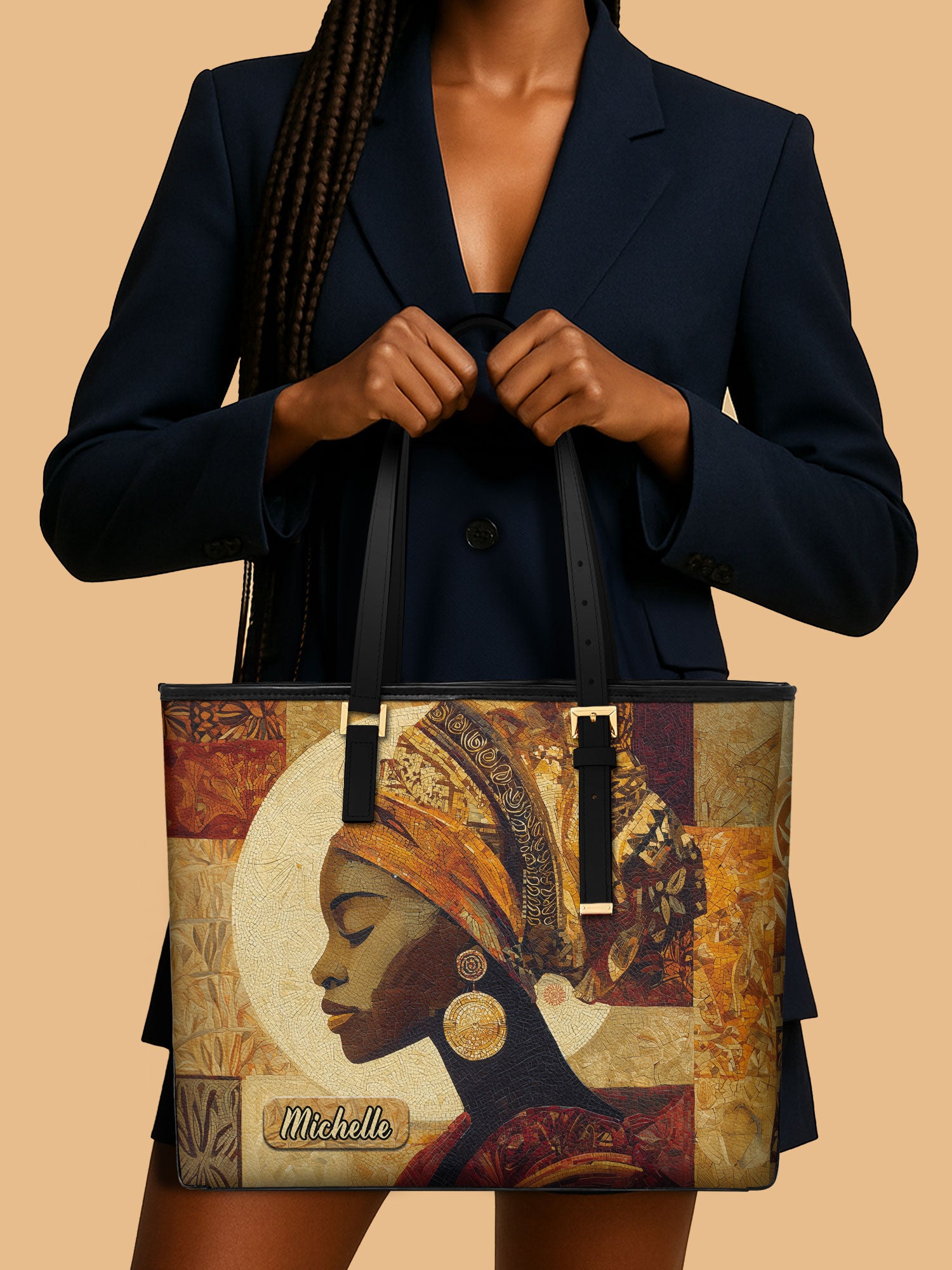 Afro Essence Sleek Leather Tote