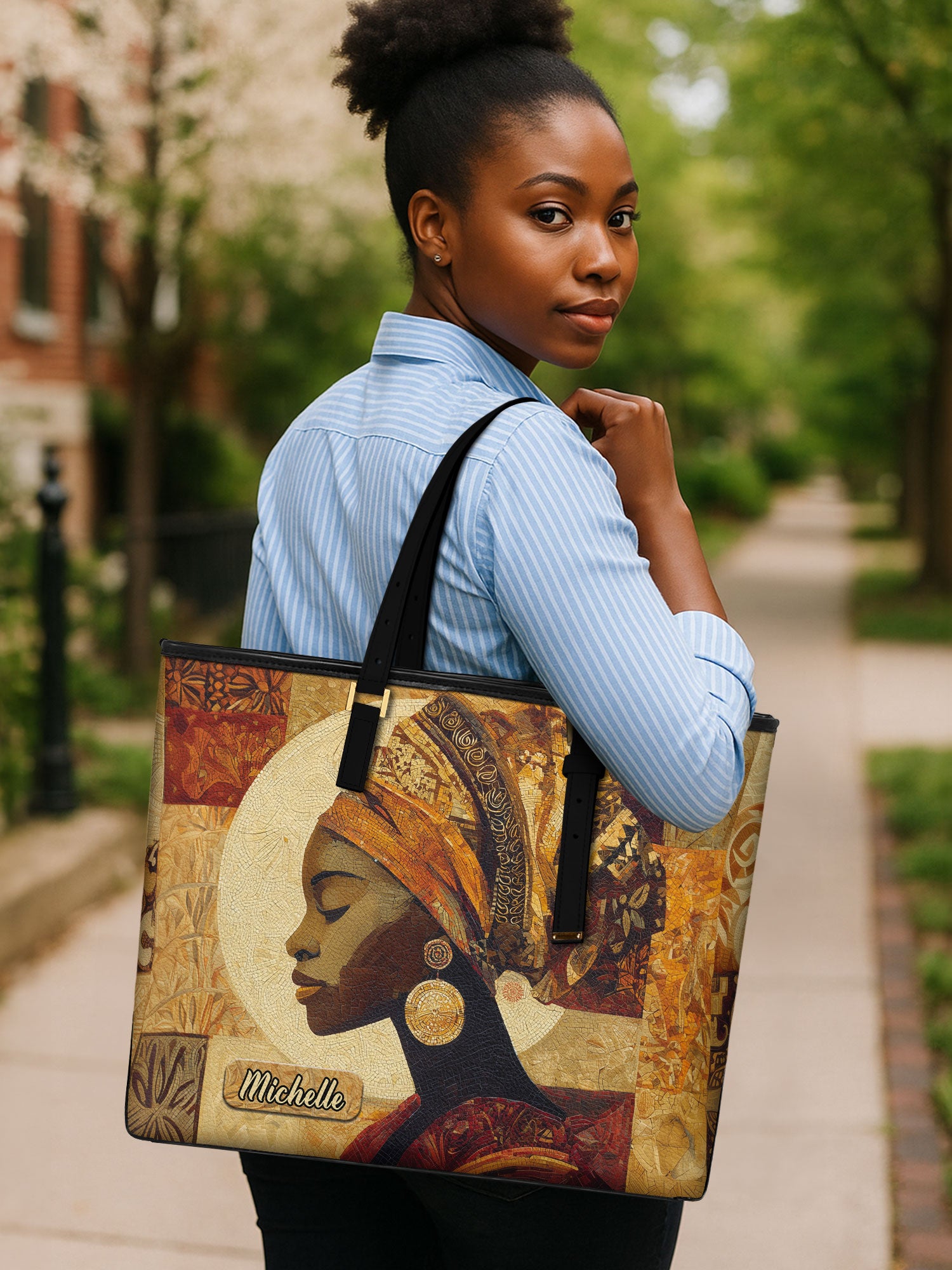 Afro Essence Sleek Leather Tote