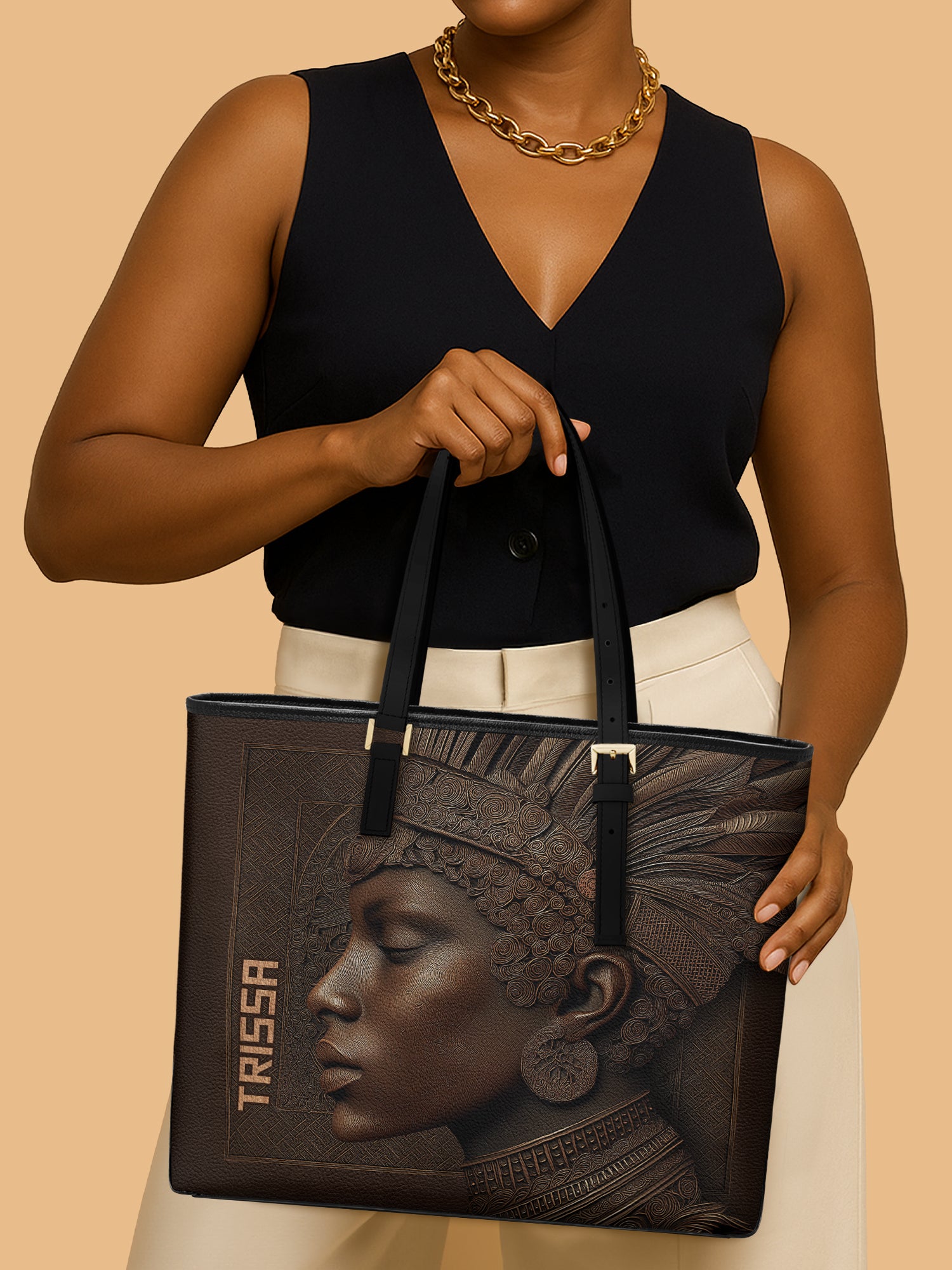 Back To Africa Sleek Leather Tote