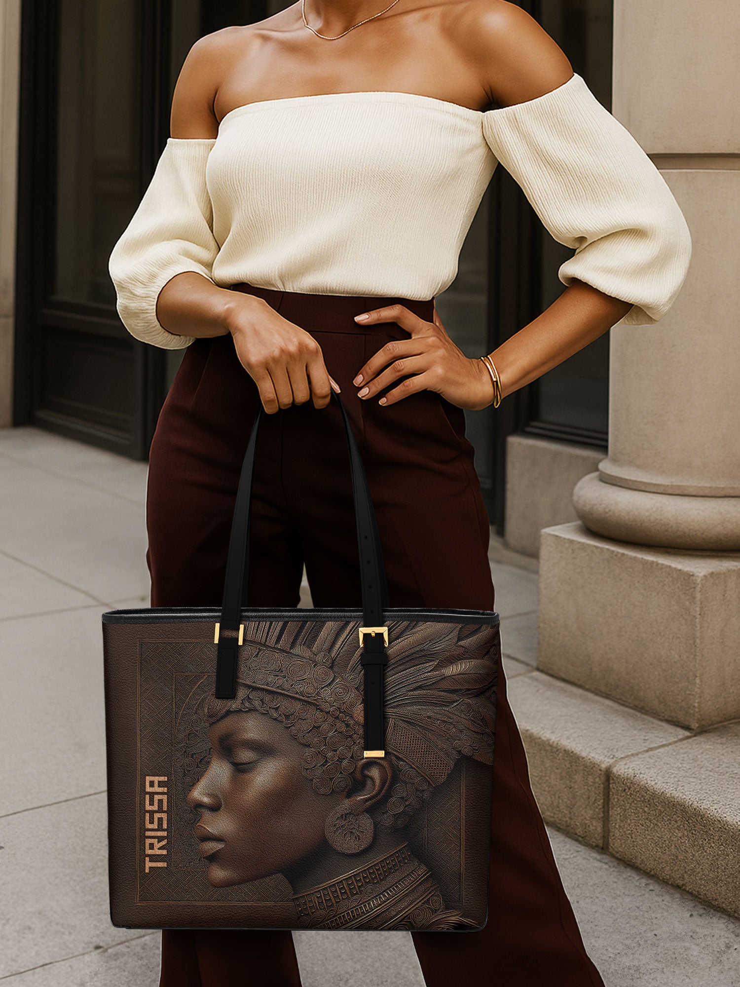 Back To Africa Sleek Leather Tote