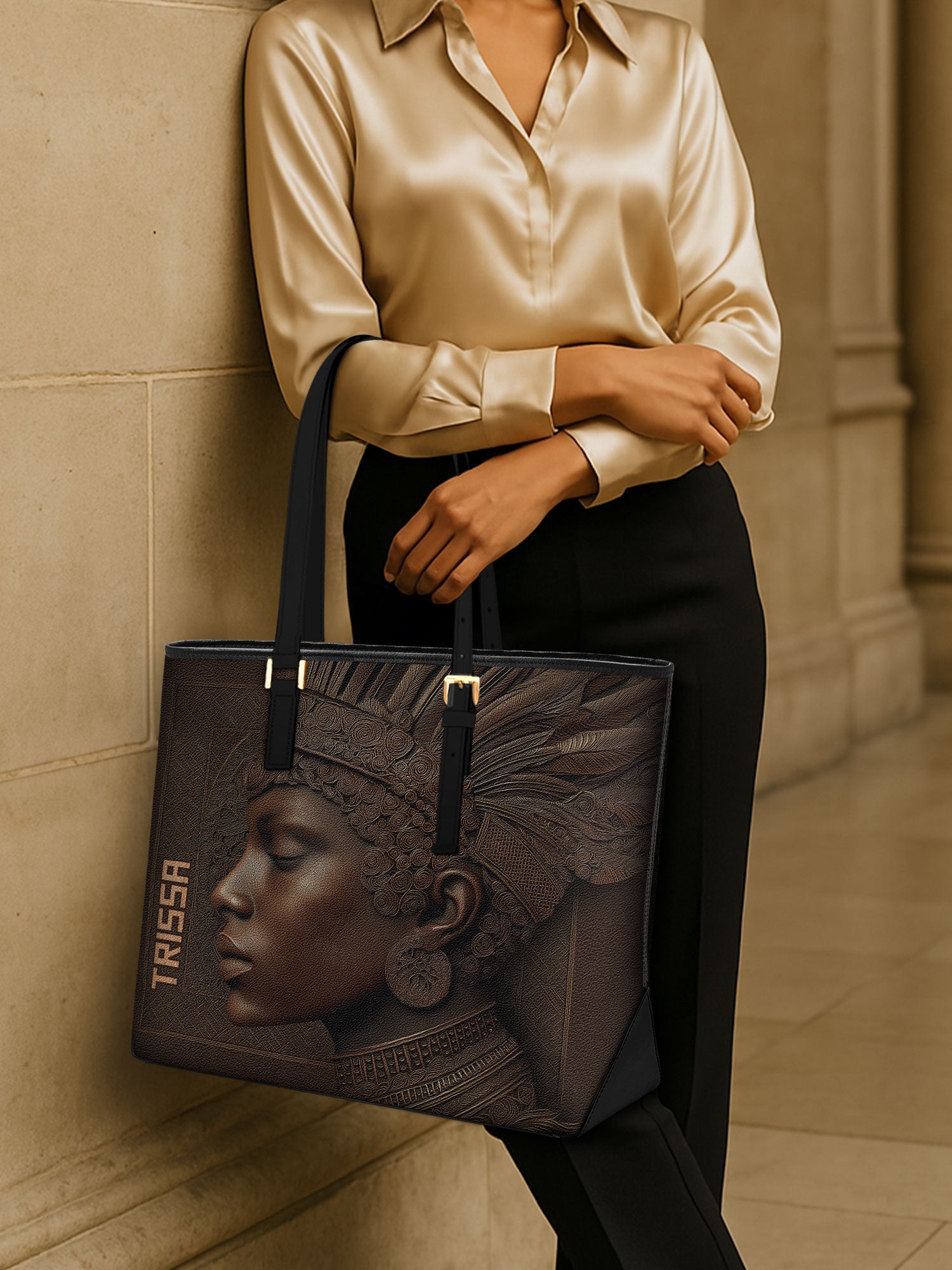 Back To Africa Sleek Leather Tote