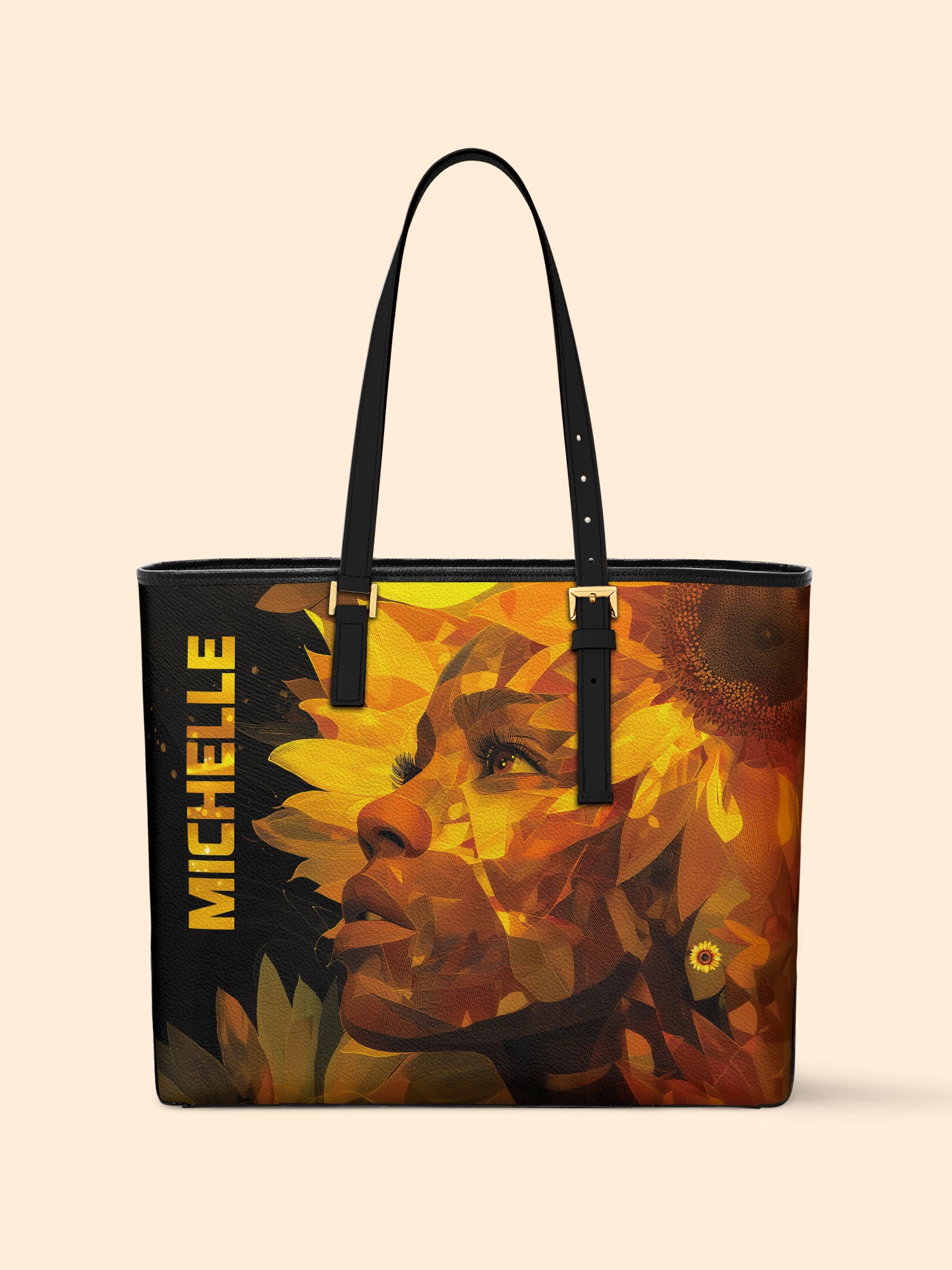 Sunflower Aura Sleek Leather Tote