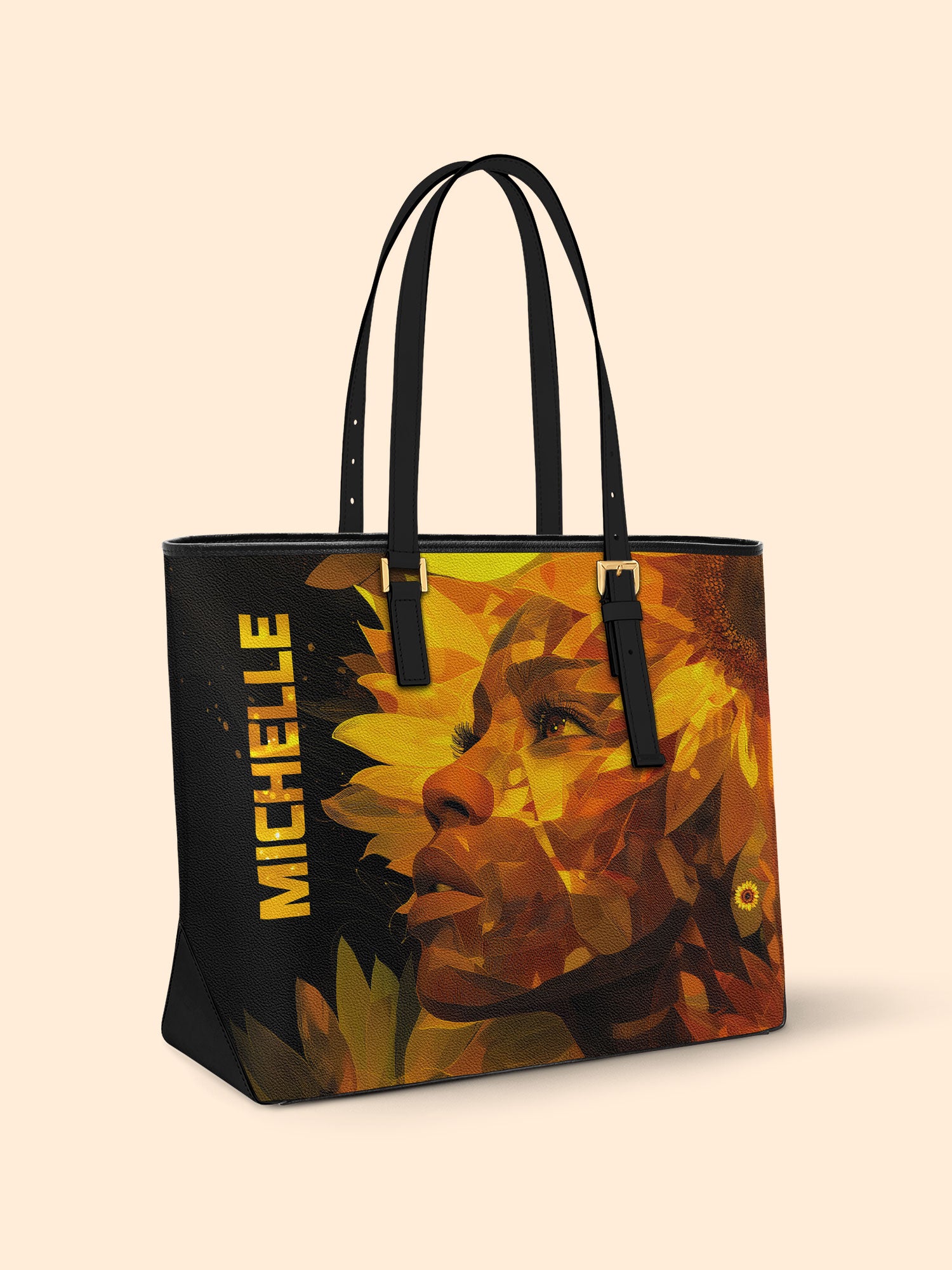 Sunflower Aura Sleek Leather Tote