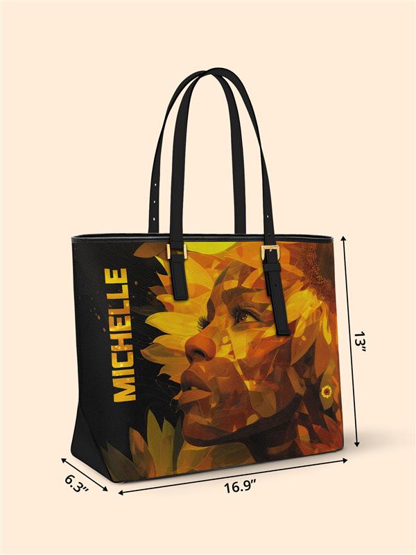Sunflower Aura Sleek Leather Tote