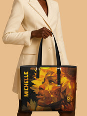 Sunflower Aura Sleek Leather Tote