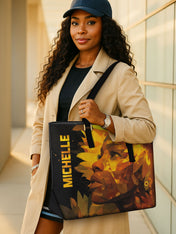 Sunflower Aura Sleek Leather Tote