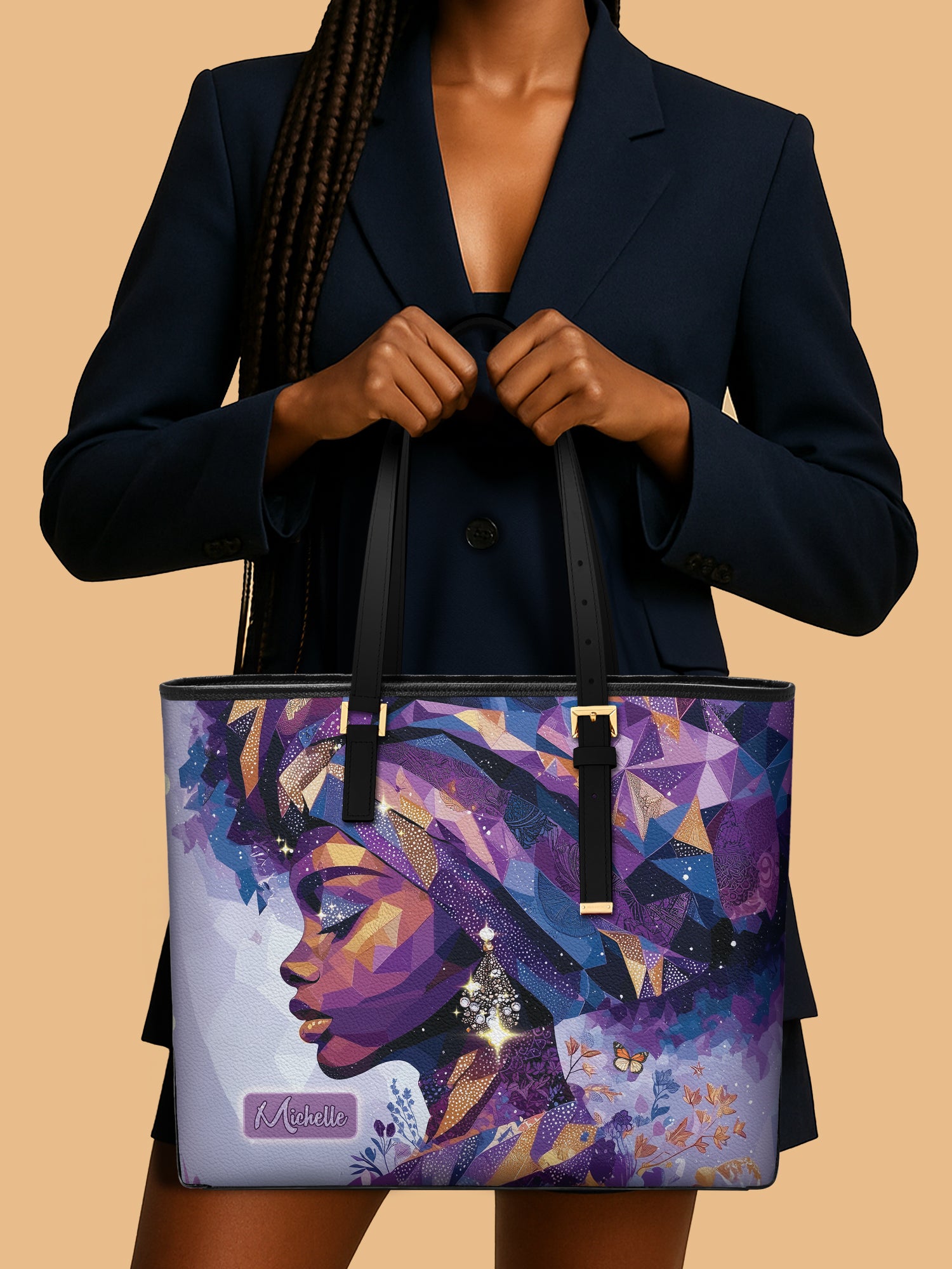 Purple Radiance Sleek Leather Tote