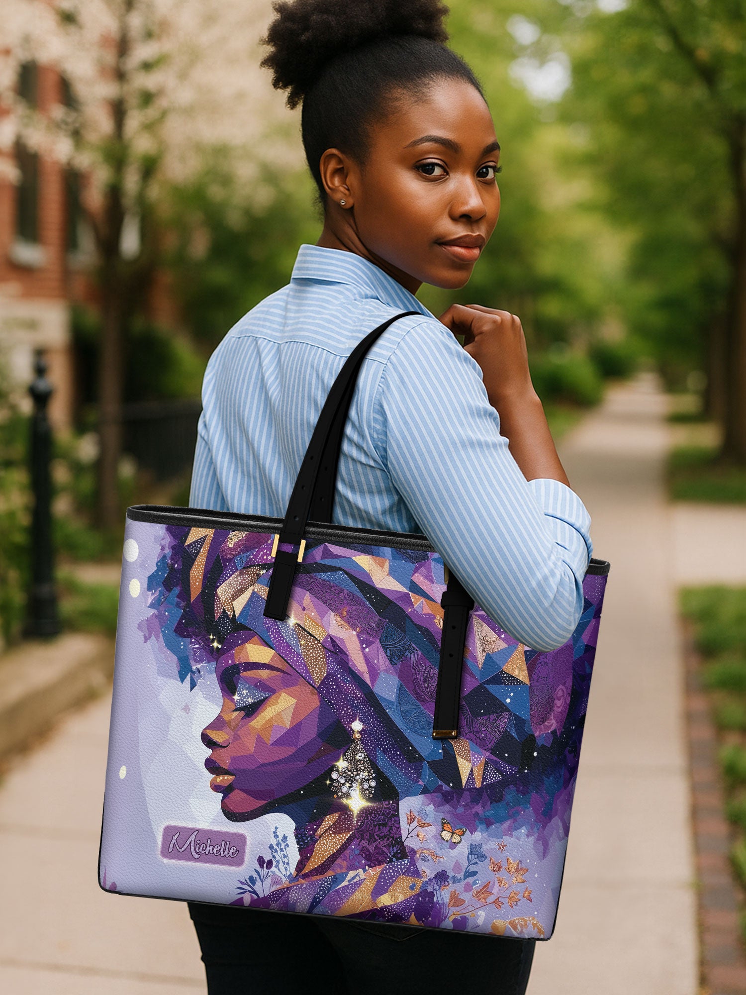 Purple Radiance Sleek Leather Tote