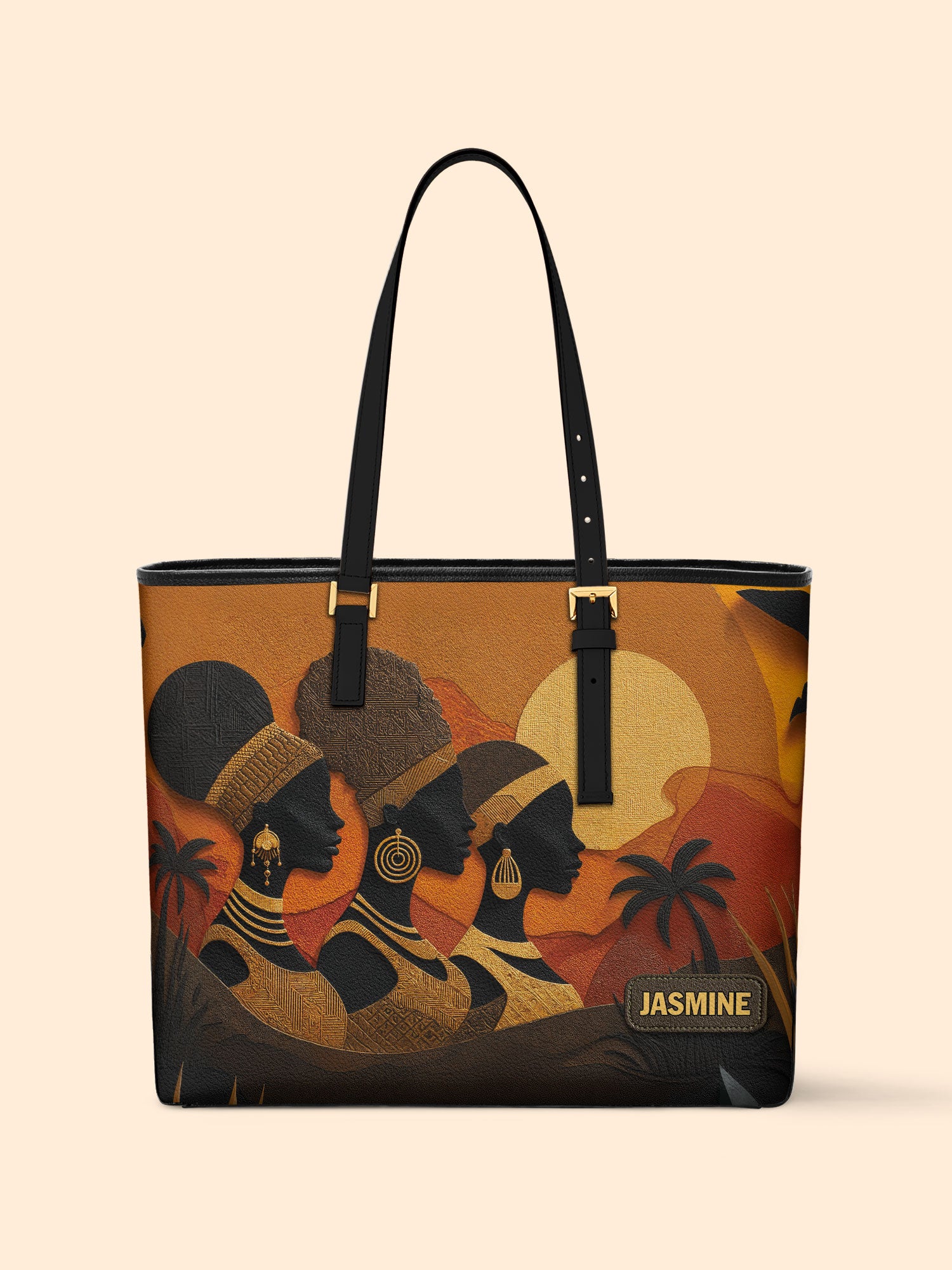Three African Queens Sleek Leather Tote