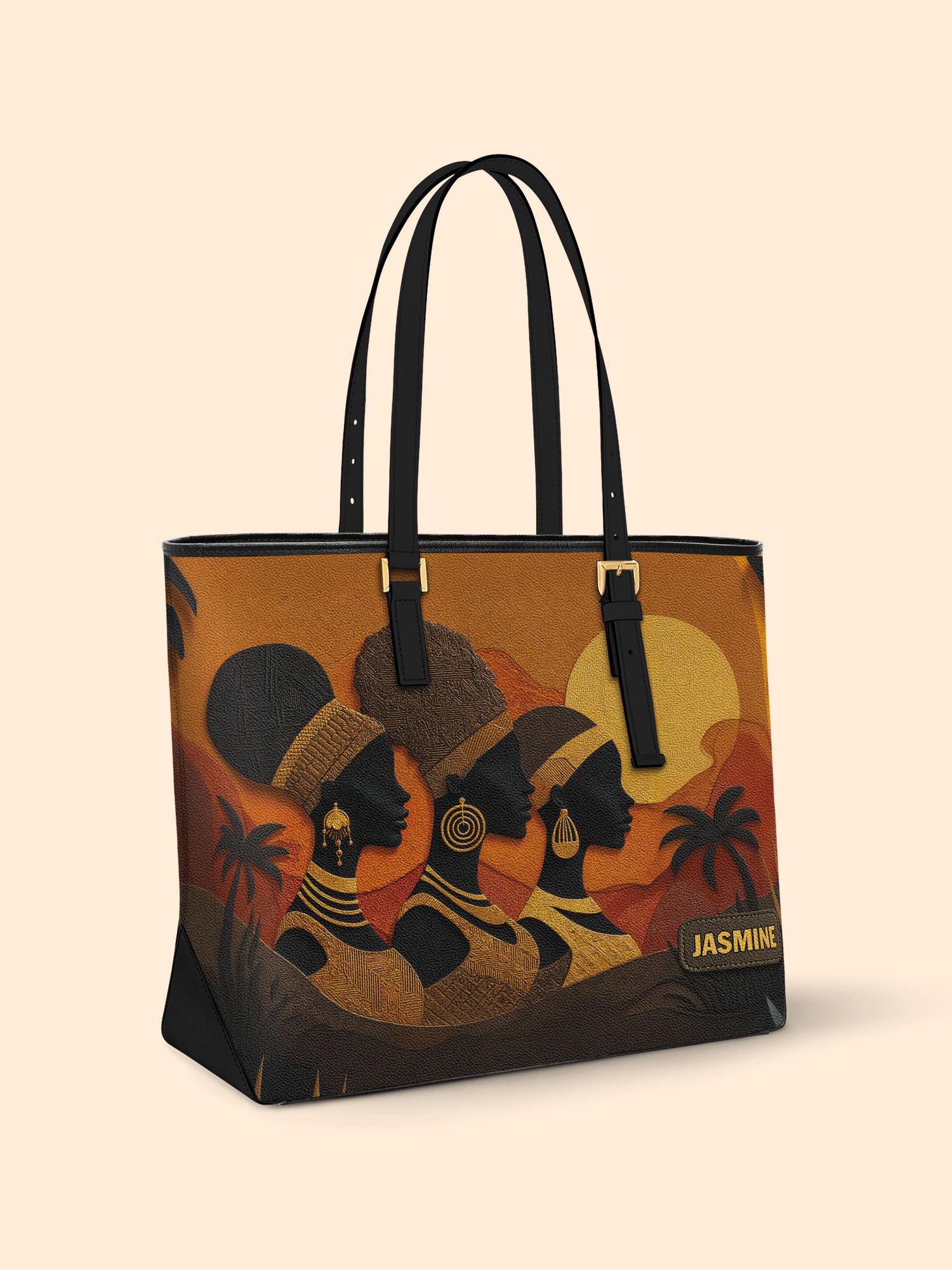 Three African Queens Sleek Leather Tote