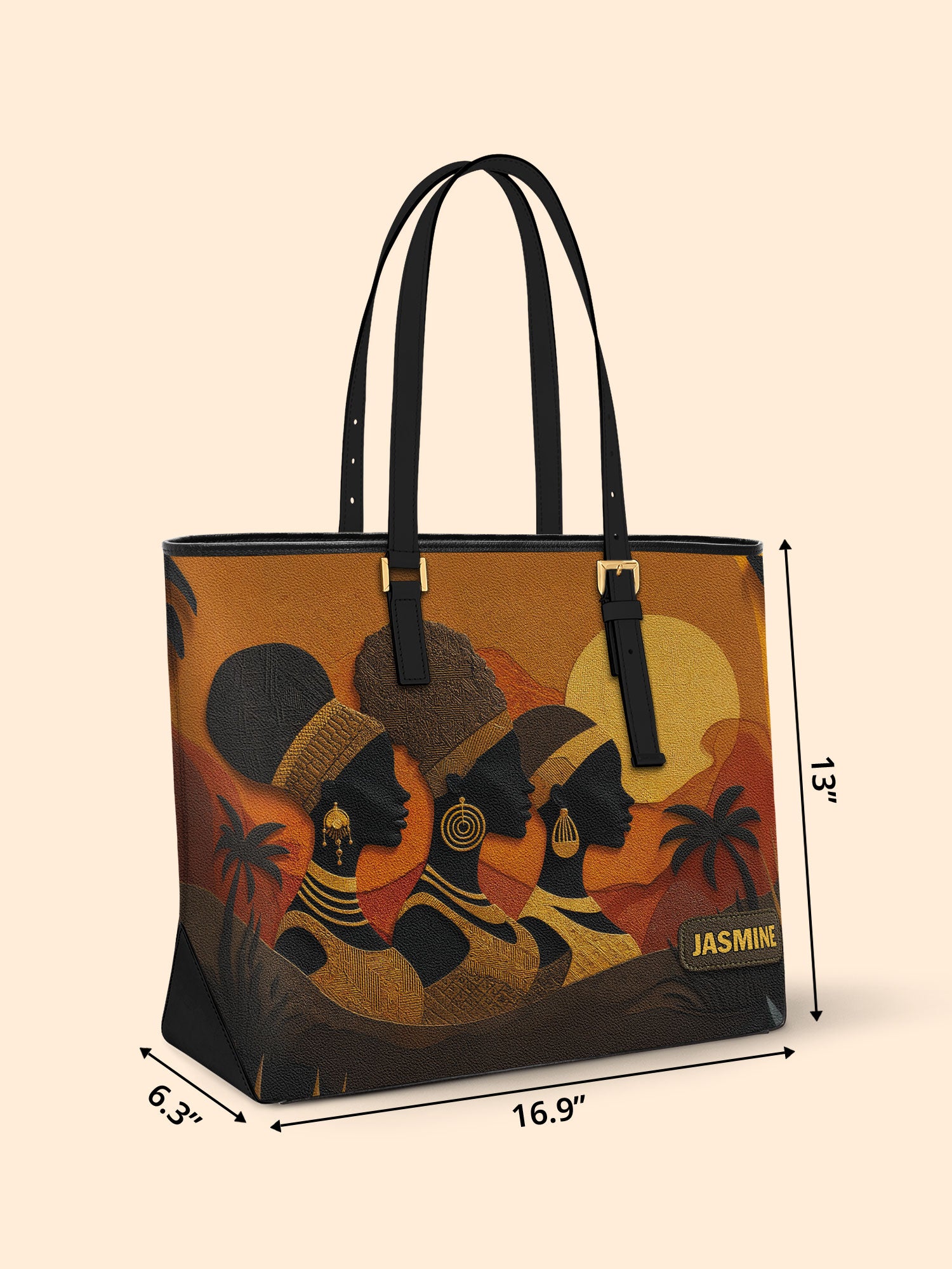 Three African Queens Sleek Leather Tote