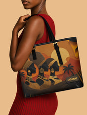 Three African Queens Sleek Leather Tote