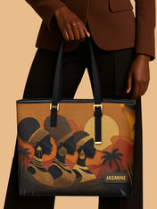 Three African Queens Sleek Leather Tote