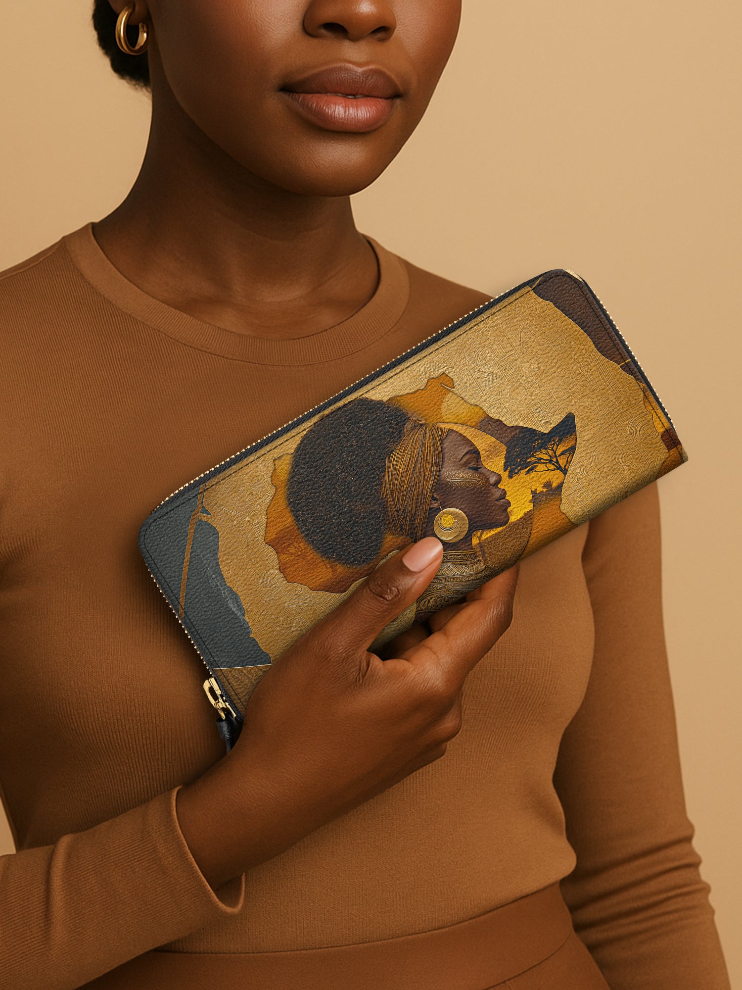African Tribe Woman Slimline Zippy Wallet