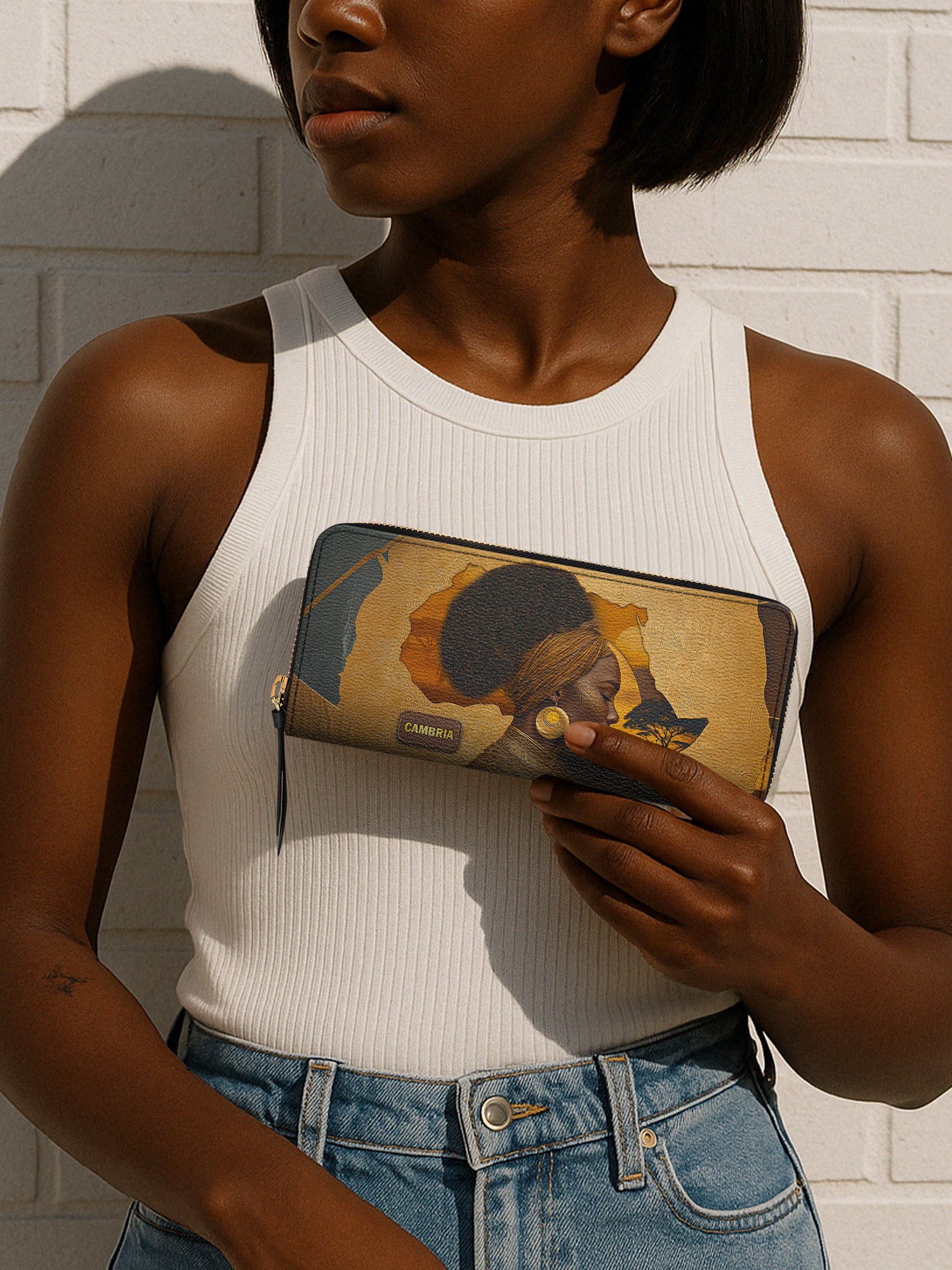 African Tribe Woman Slimline Zippy Wallet