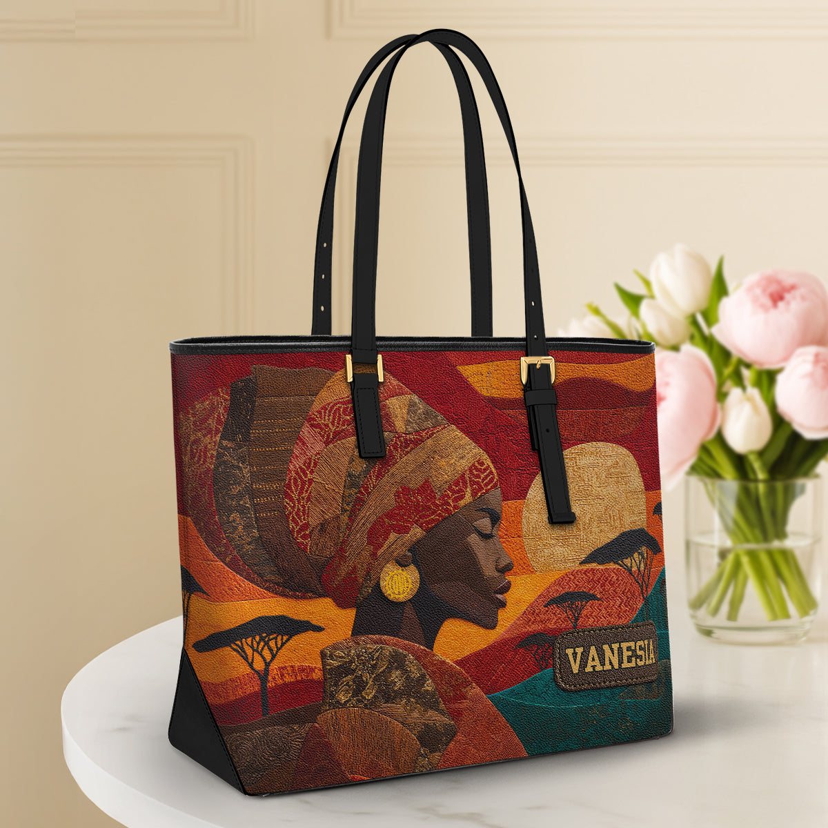 Soul Of The Savannah Sleek Leather Tote