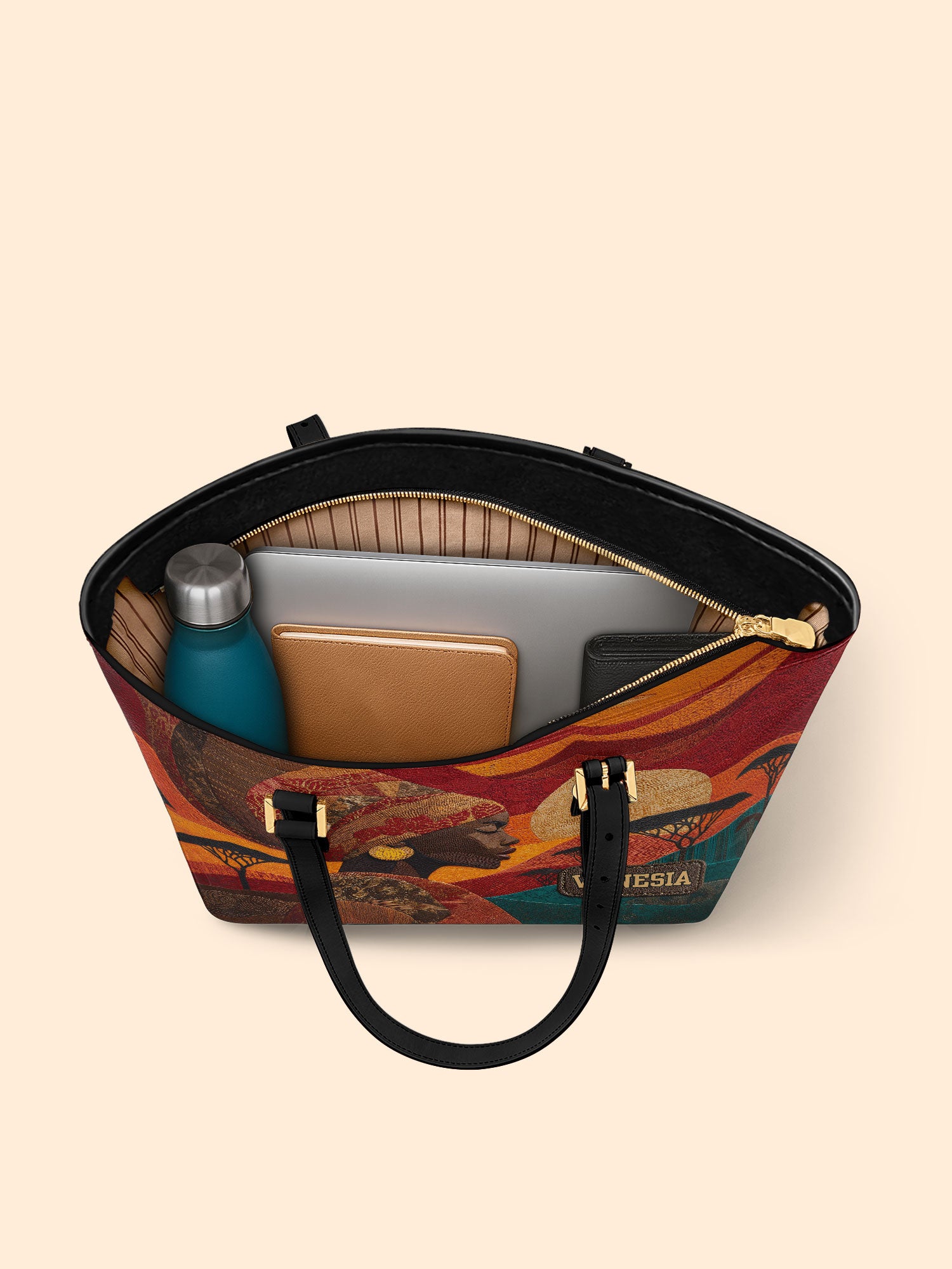 Soul Of The Savannah Sleek Leather Tote