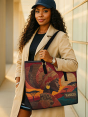 Soul Of The Savannah Sleek Leather Tote