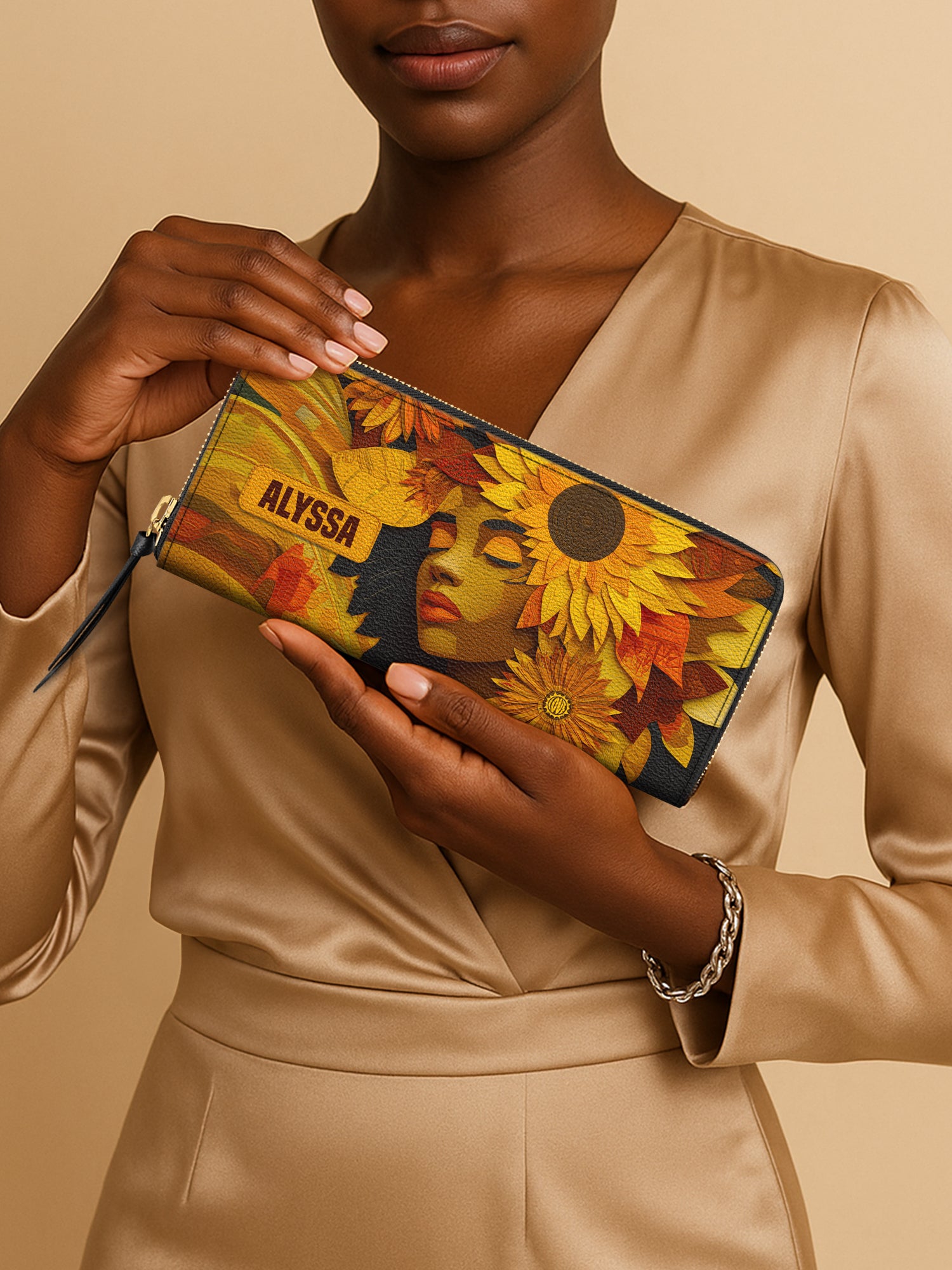 Sunflower Embrace Slimline Zippy Wallet