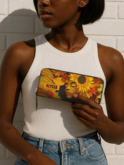 Sunflower Embrace Slimline Zippy Wallet