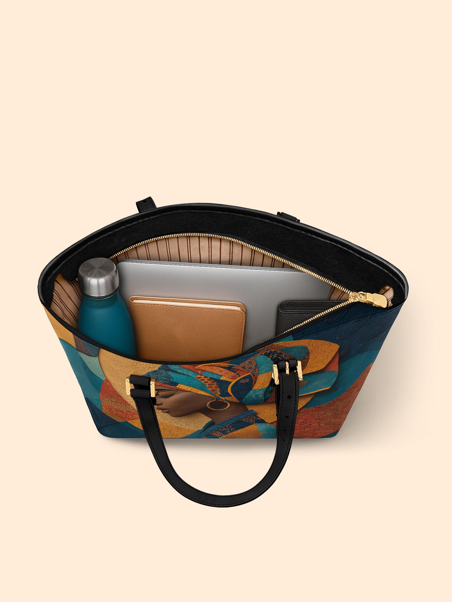 Melanated Muse Sleek Leather Tote QR0HH001