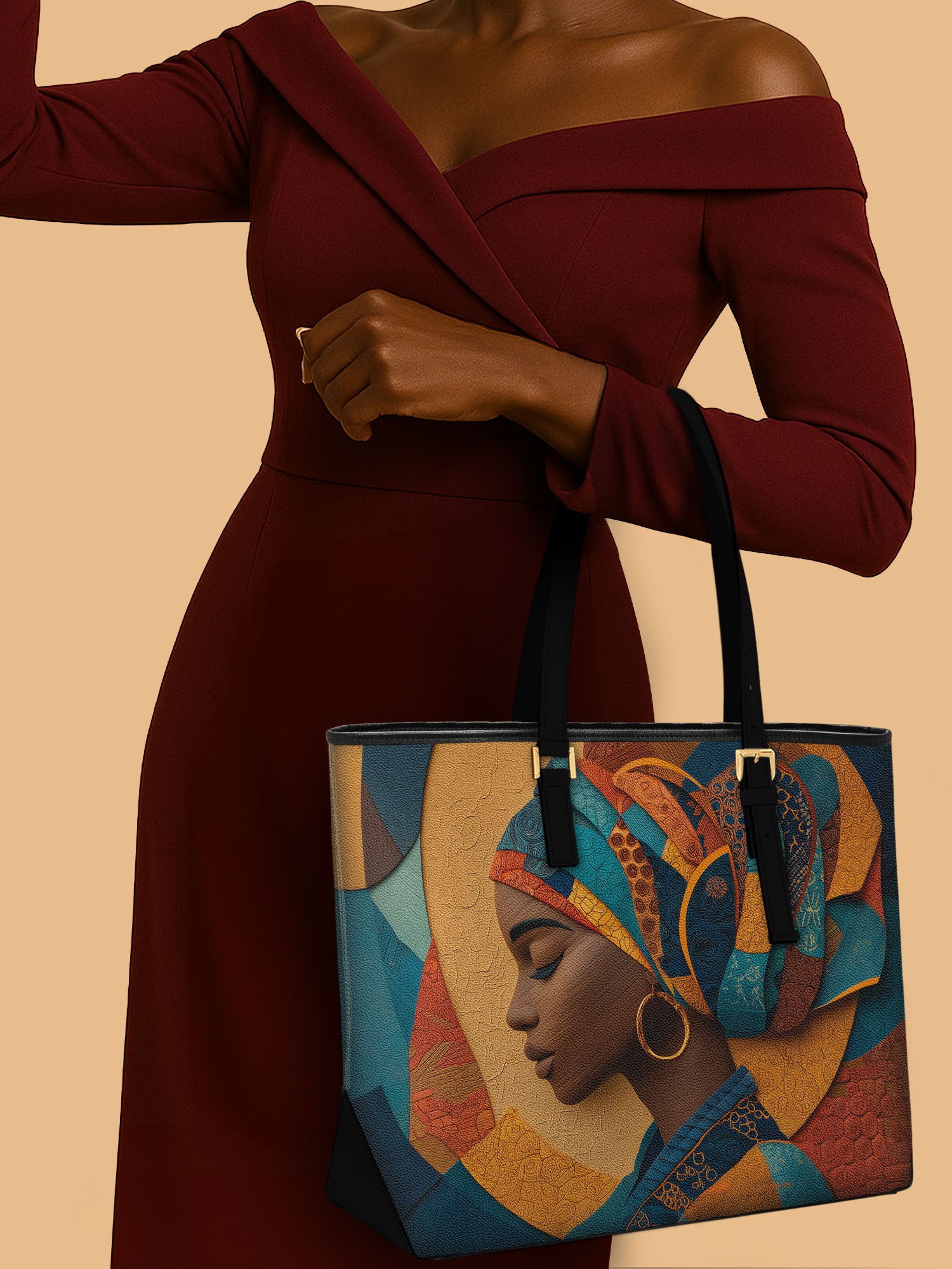 Melanated Muse Sleek Leather Tote QR0HH001