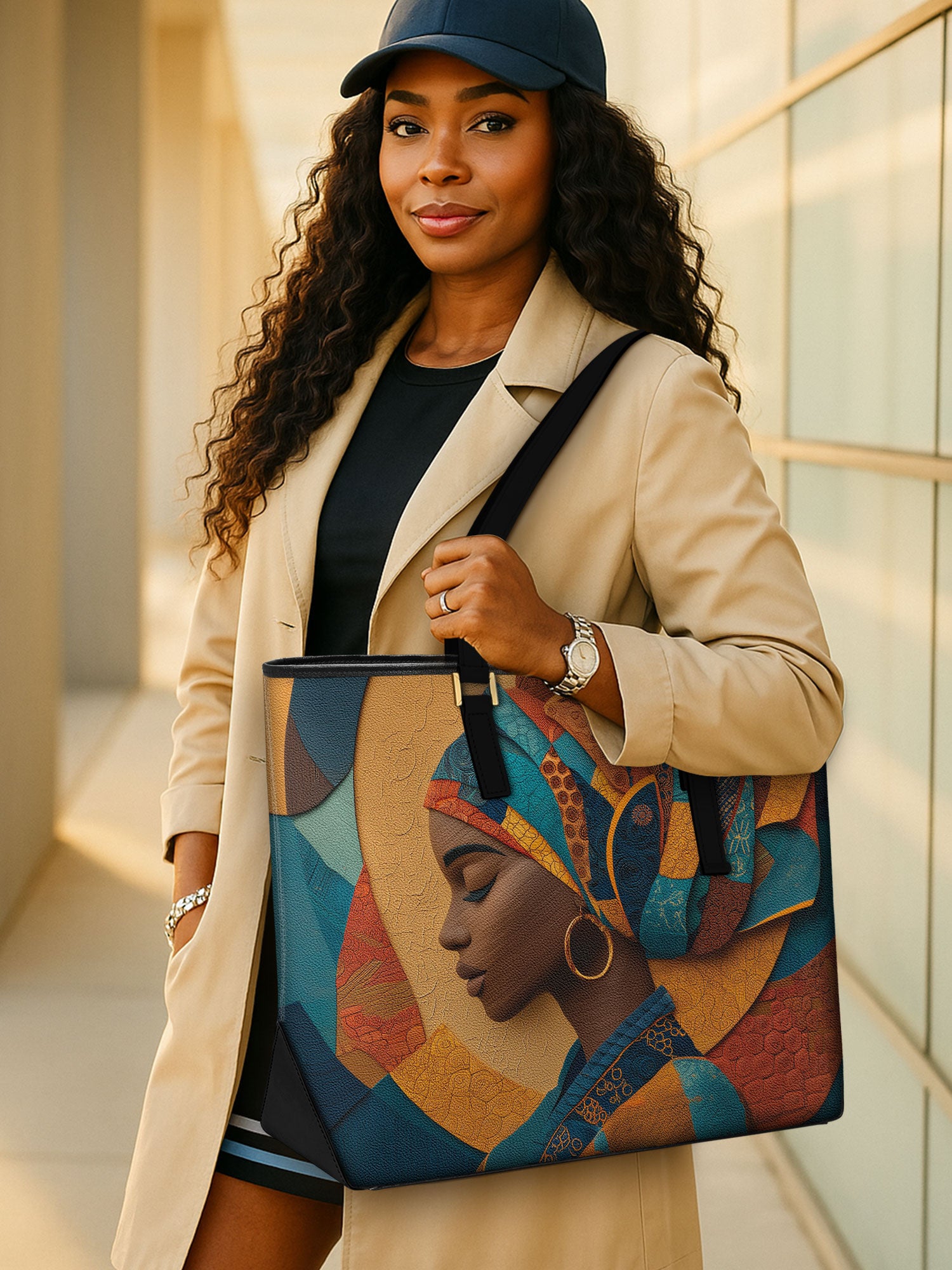 Melanated Muse Sleek Leather Tote QR0HH001