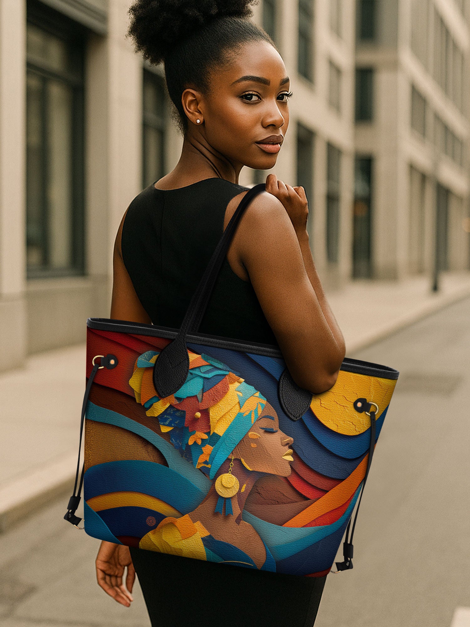 Woman in Headwrap Classic Shopper Tote QR0HH003