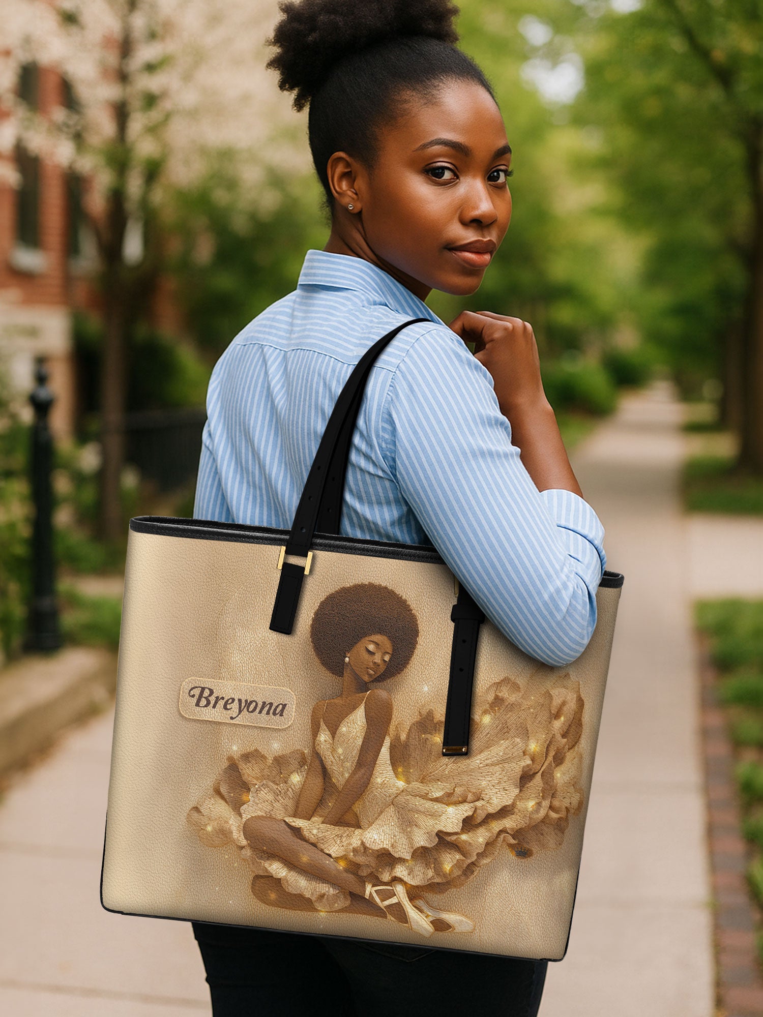 Rhythmic Elegance Sleek Leather Tote